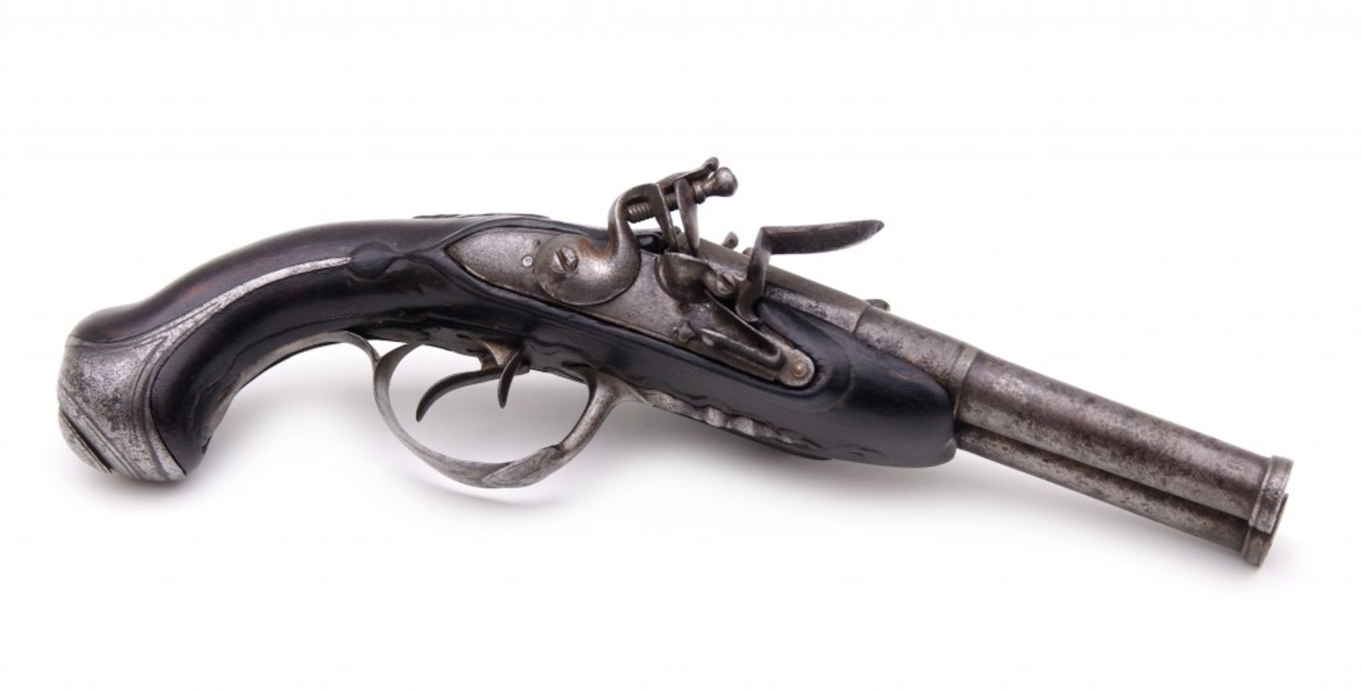 A double-barrelled flintlock pistol - Bild 3 aus 6
