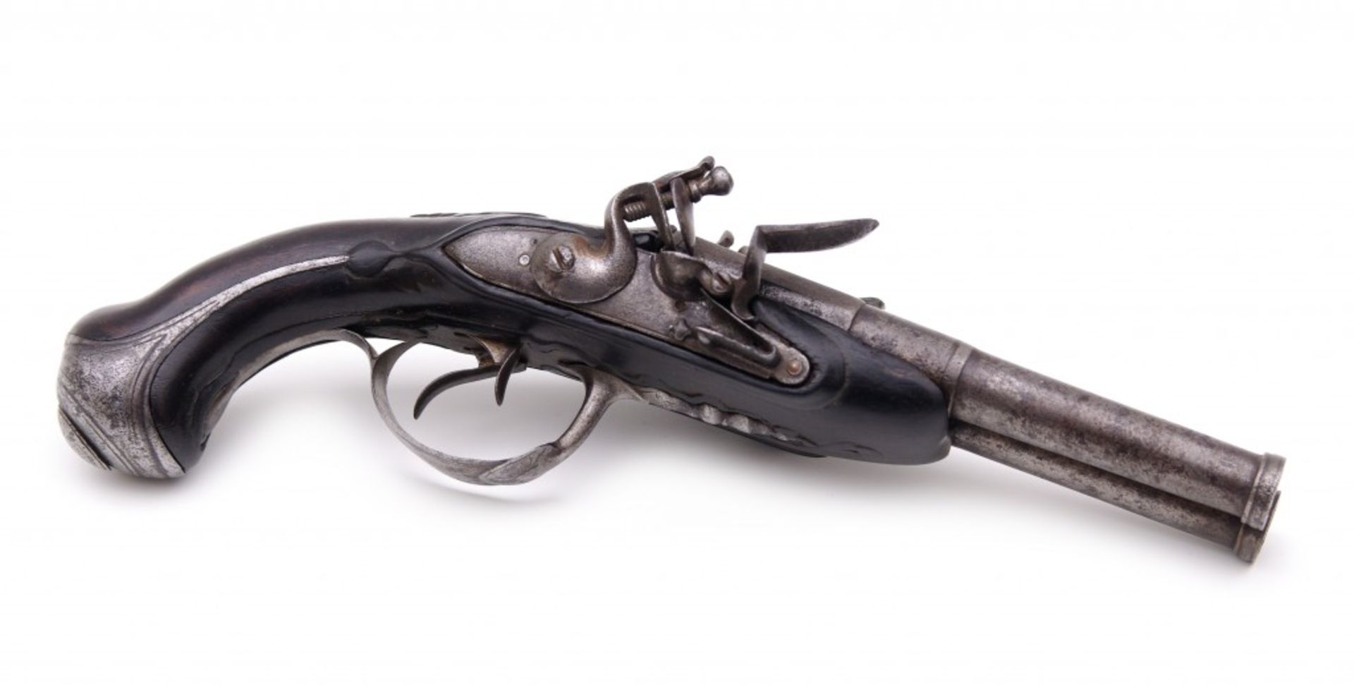 A double-barrelled flintlock pistol - Image 3 of 6