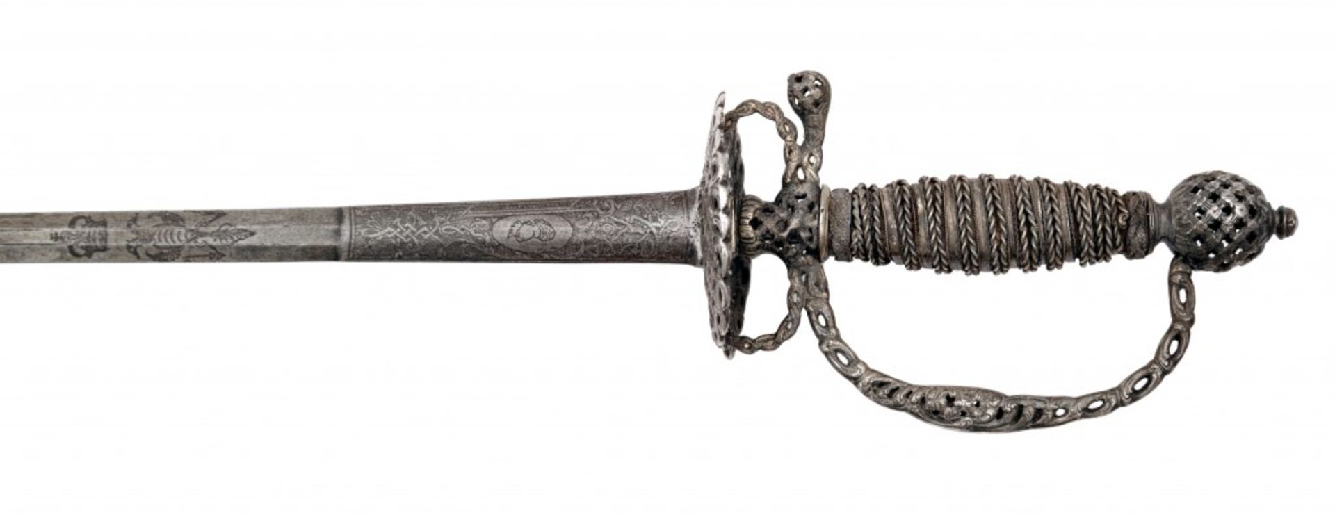 A Fine Austrian Court Sword with Gold-Plated Silver Hilt