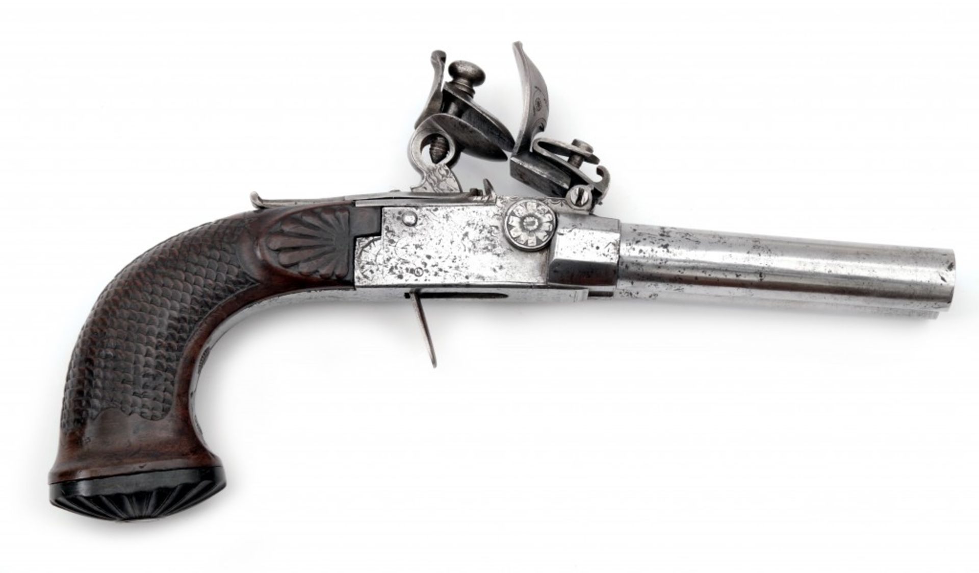 A Two-barrel Flintlock Pistol by Fourni Par Le Page