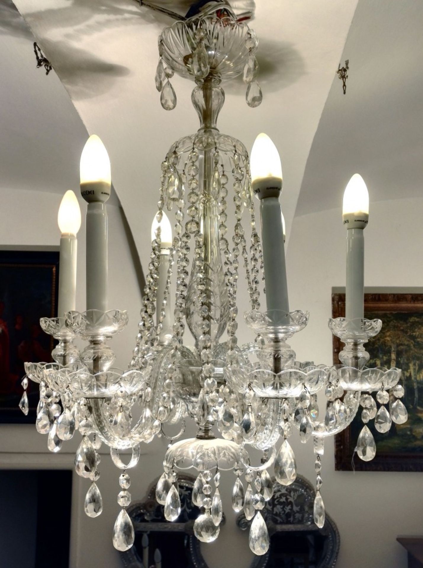 Six-arm crystal chandelier with trimmings - Bild 2 aus 2