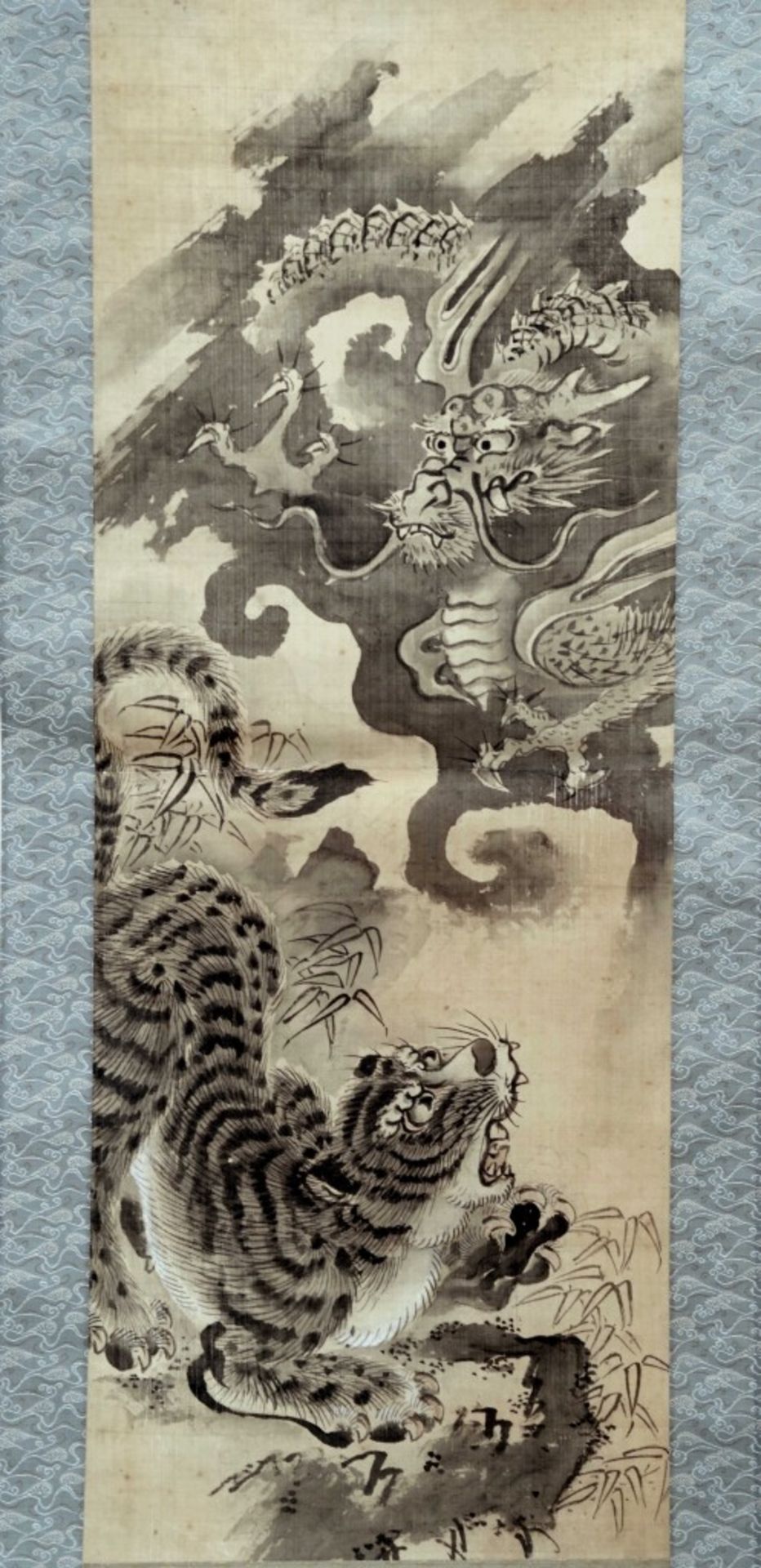 Japanese hanging scroll, Dragon and Tiger