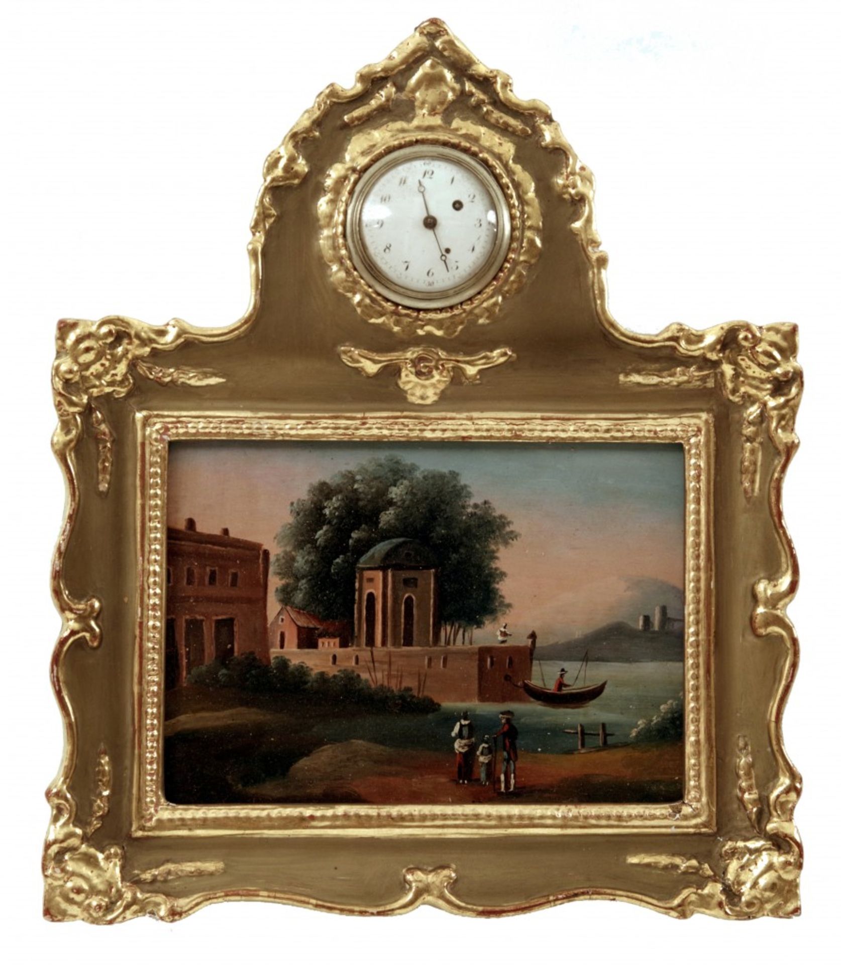 A Late Biedermeier Miniature Pictorial Clock with Music Box