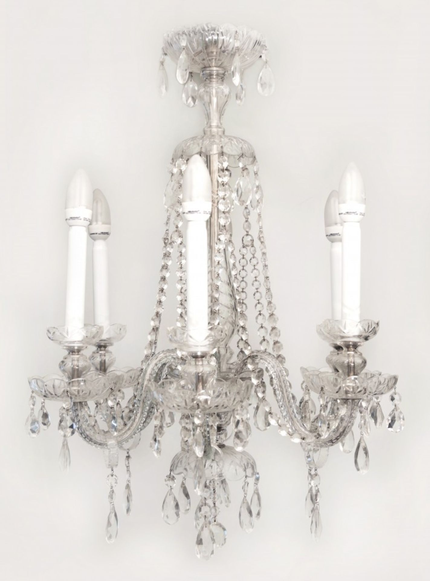 Six-arm crystal chandelier with trimmings