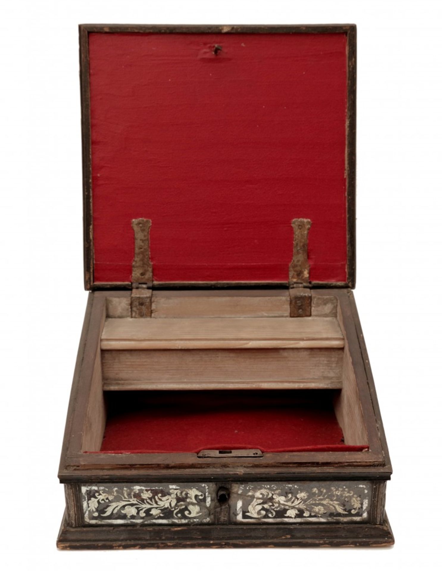 Travelling Sewing and Writing Box with Églomisé Panels<b - Image 5 of 7