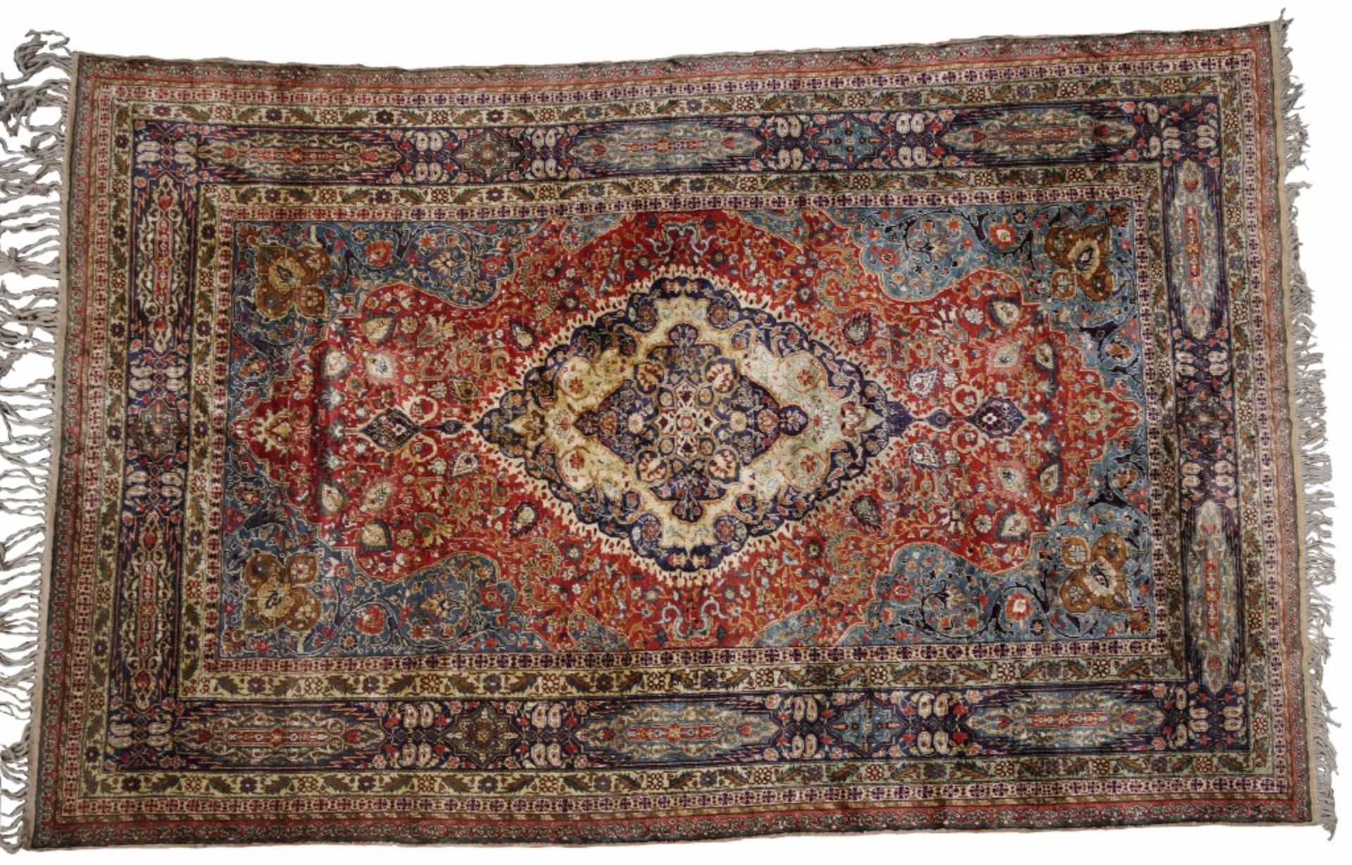 A Silk Kashan-Mohtasham Persian Rug