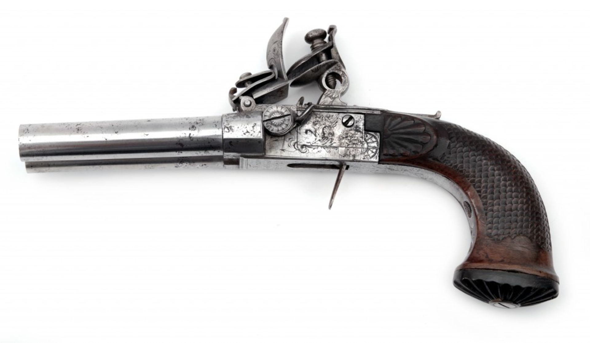 A Two-barrel Flintlock Pistol by Fourni Par Le Page - Image 2 of 4