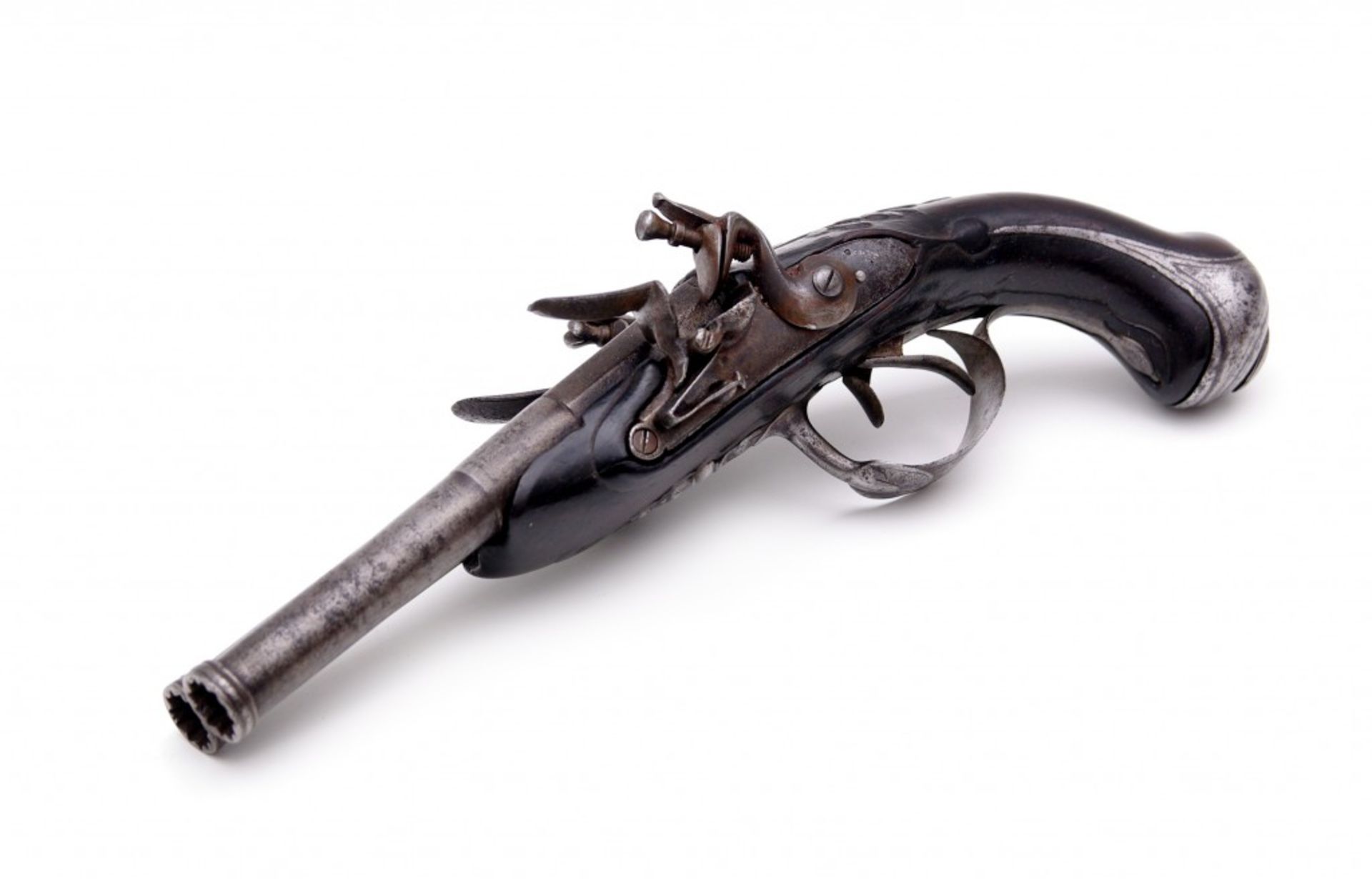 A double-barrelled flintlock pistol - Bild 2 aus 6