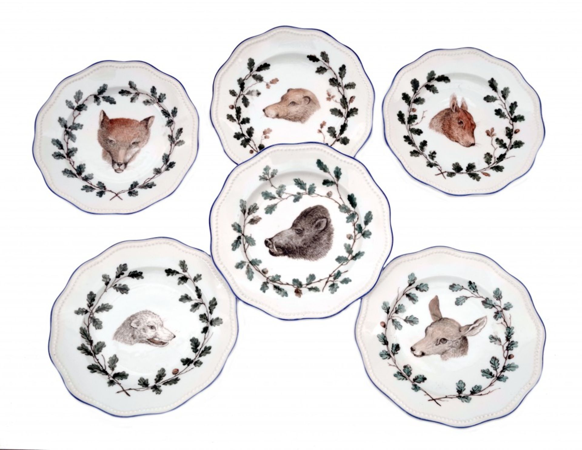 Six Plates with Hunting Motifs