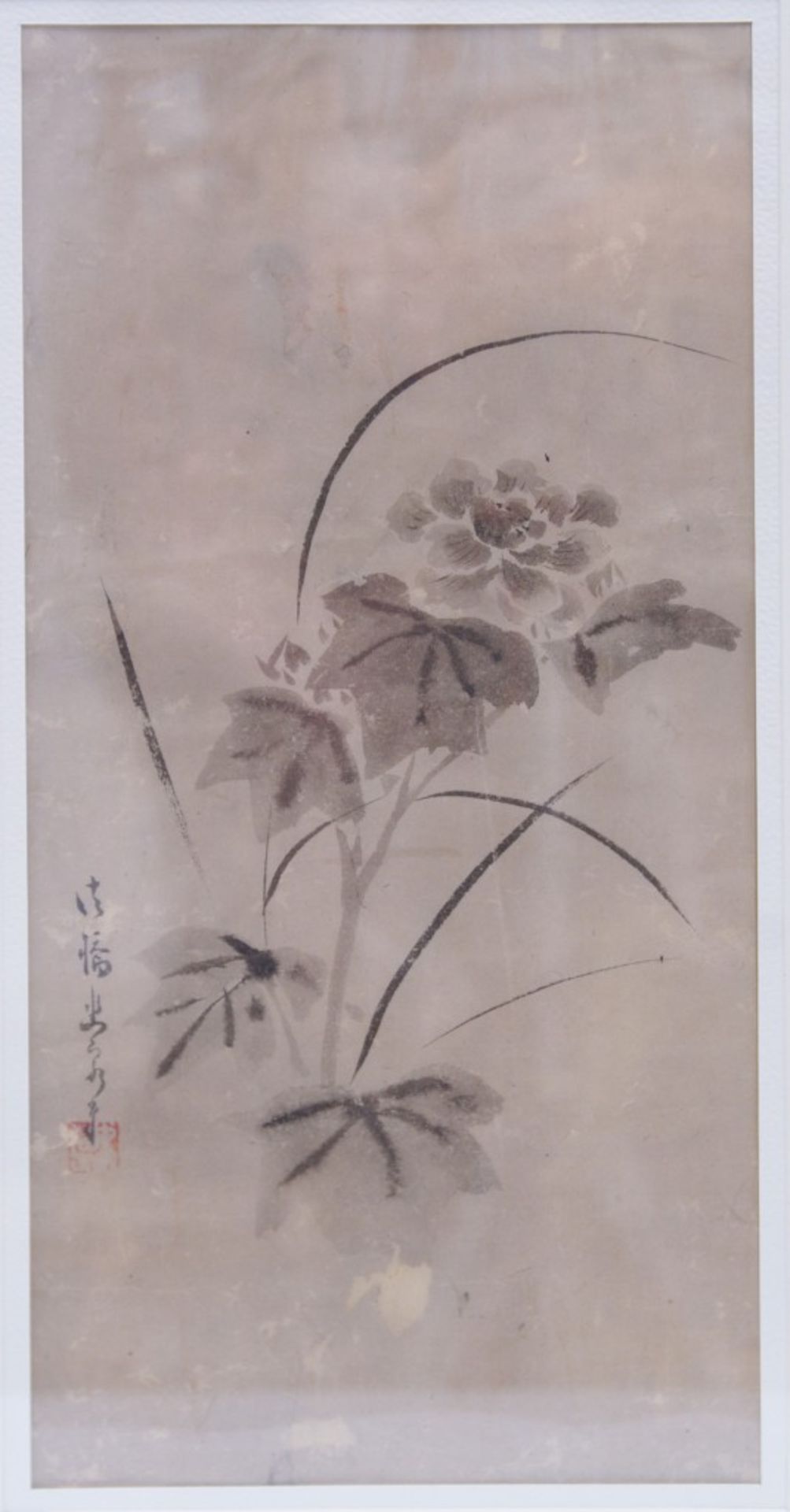 Tsuruzawa Tanzan ( 1655-1729) : Washed out ink paiting of a flower, early 18th century