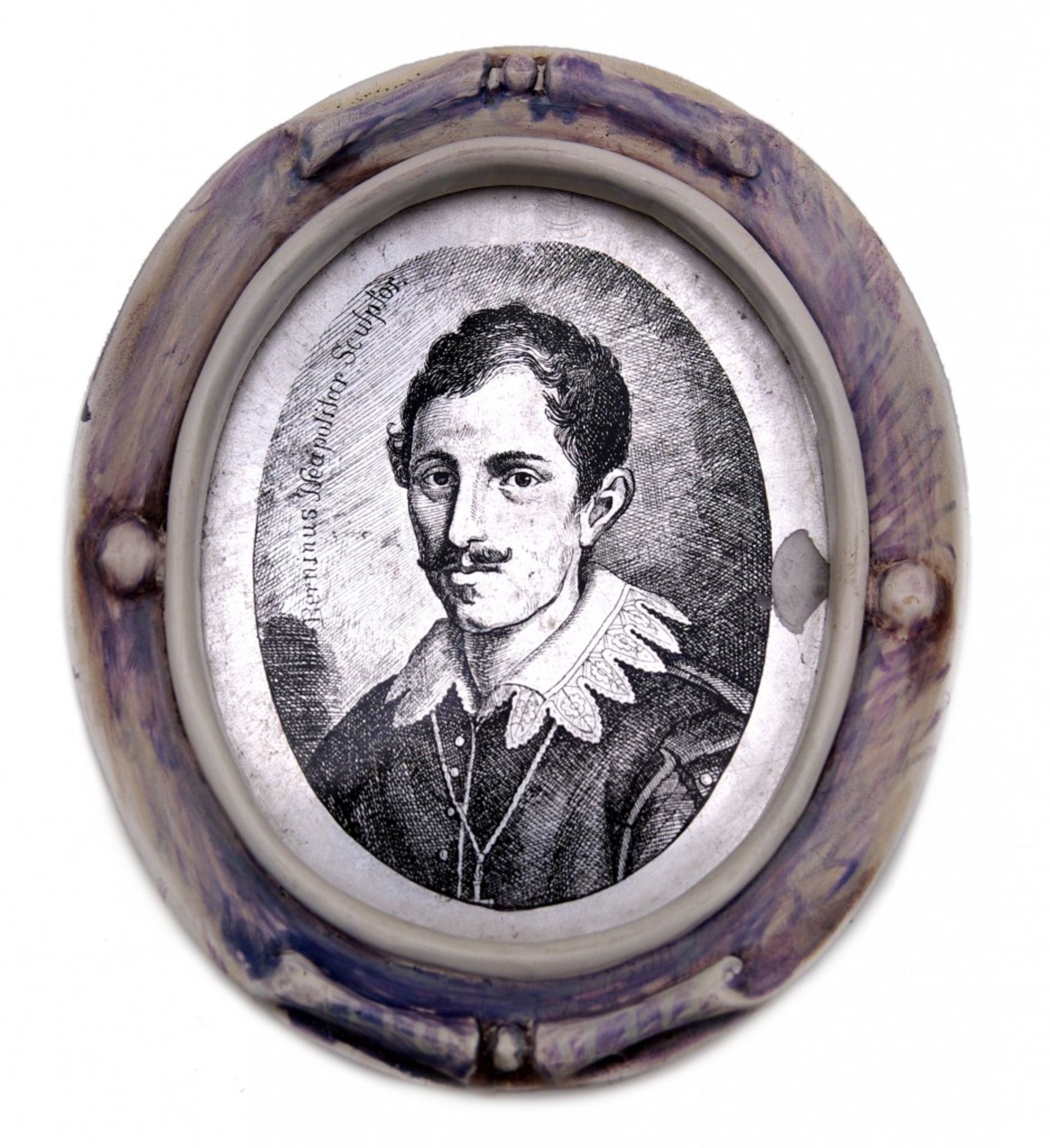 A Gian Lorenzo Bernini self-portrait, verre églomisé<b