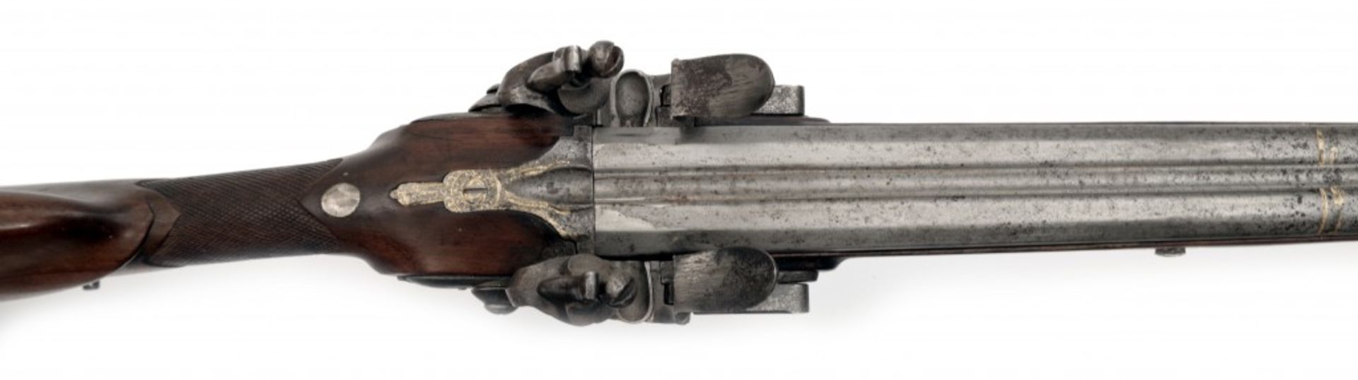 A Double-Barrelled Flintlock Shotgun - Image 4 of 7