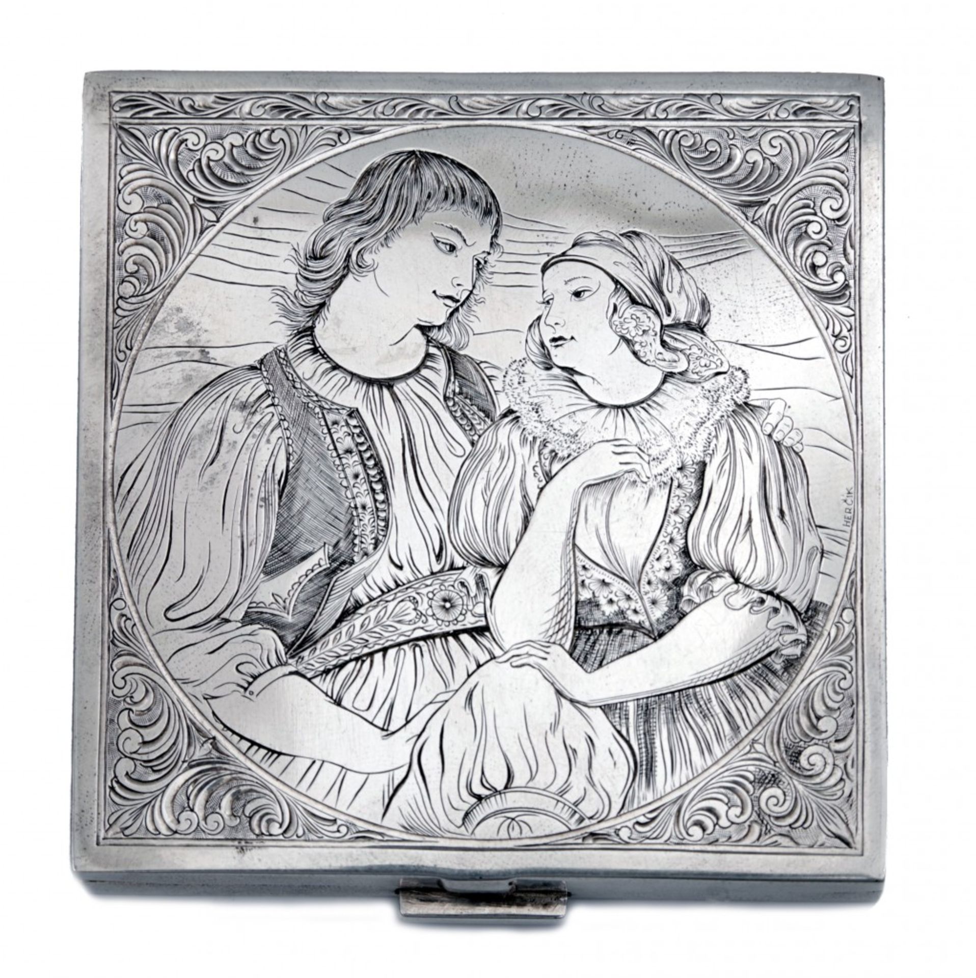 A Silver Powder Compact with Motif from Opera The Bartered Bride