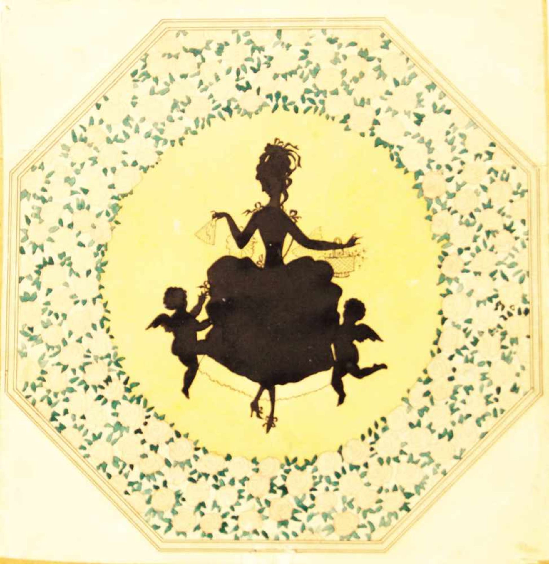 Somov, Konstantin A. (1869 - 1939) zugeschrieben,"Mädchen und Engel", Aquarell, 23,5 x 23,5 cm,