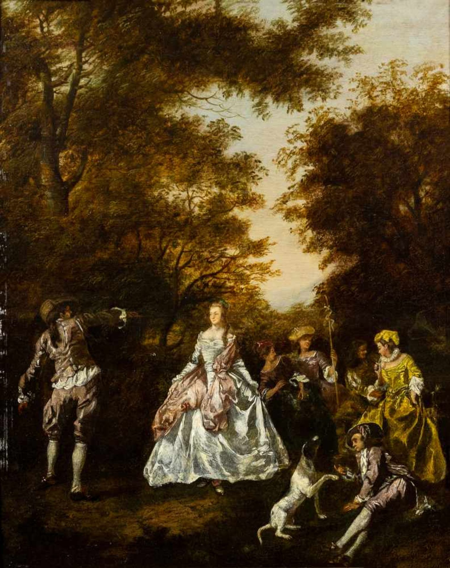 Watteu, Lois Joseph (1731 - 1798) umkreis des,"Höfische Gesellschaft beim Tanzen im Park", Öl auf