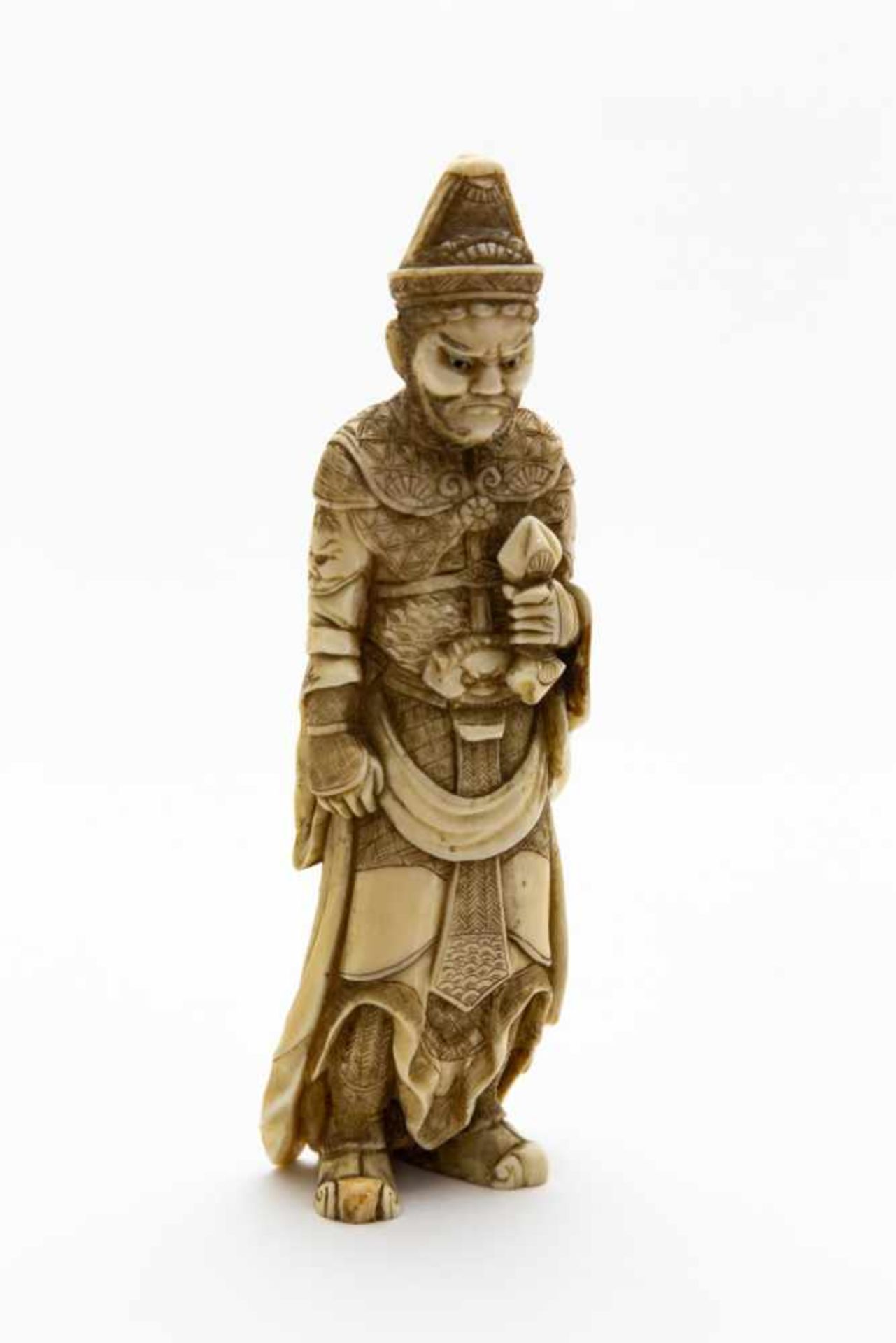 Elfenbeinfigur, Japan 19. Jh."Höllenfürst Emma O", Höhe 18 cm, signiert