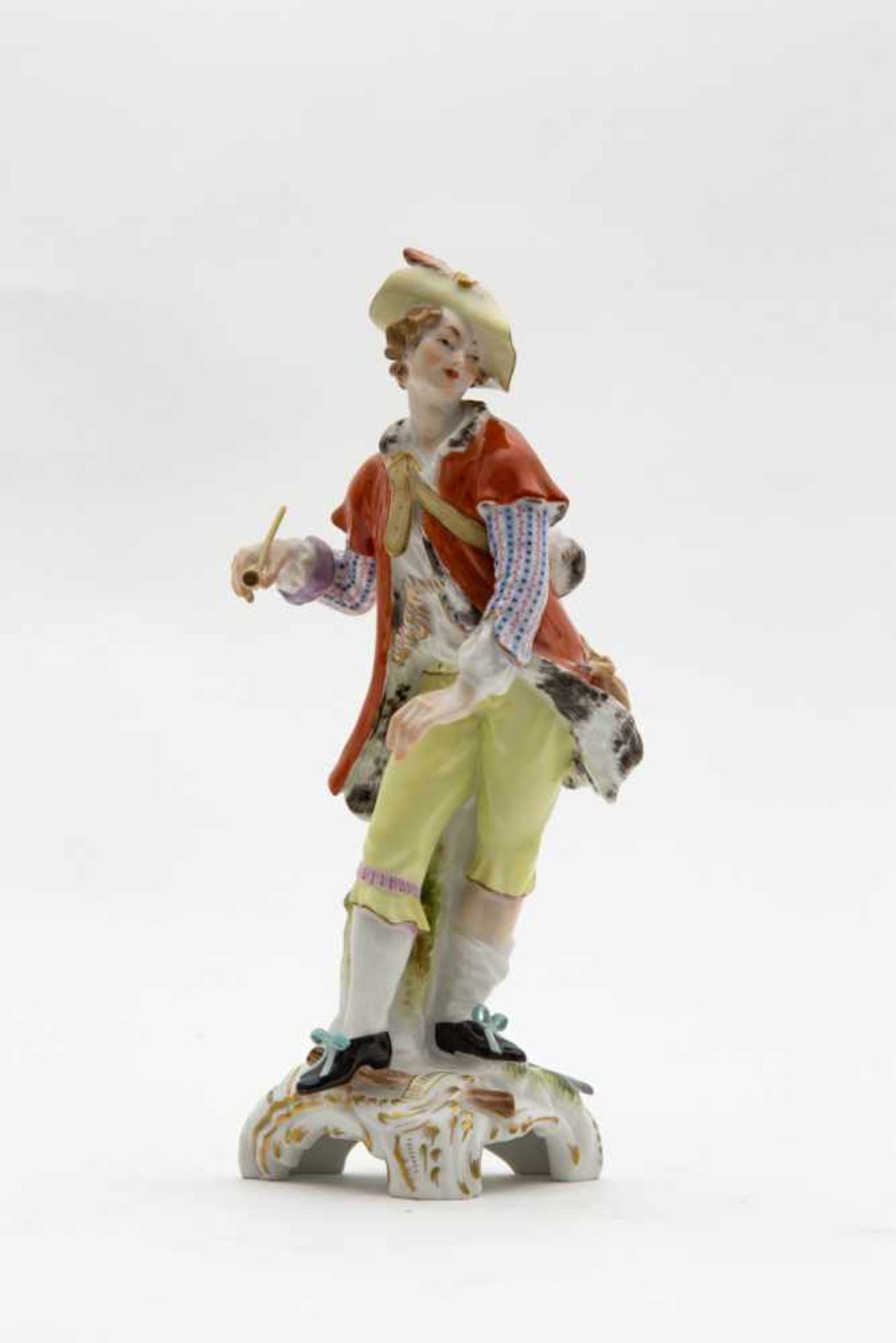 KPM Figur"Wandersmann mit Pfeife", blaue Zeptermarke mit Reichsapfelmarke, Höhe 23,5 cm