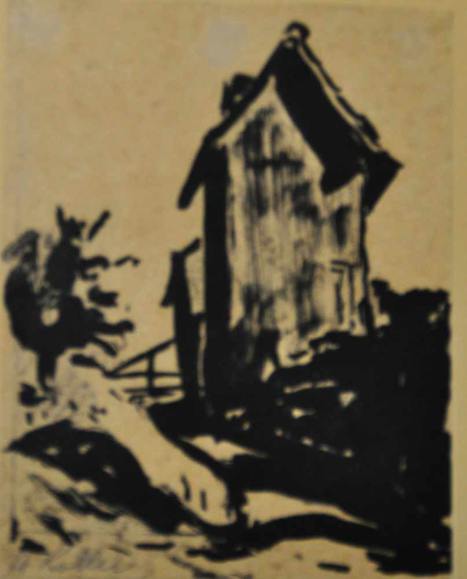 Koller, Oskar (1925 - 2004)"Häuser", Tuschfederzeichnung, 20 x 15,5 cm, links unten signiert