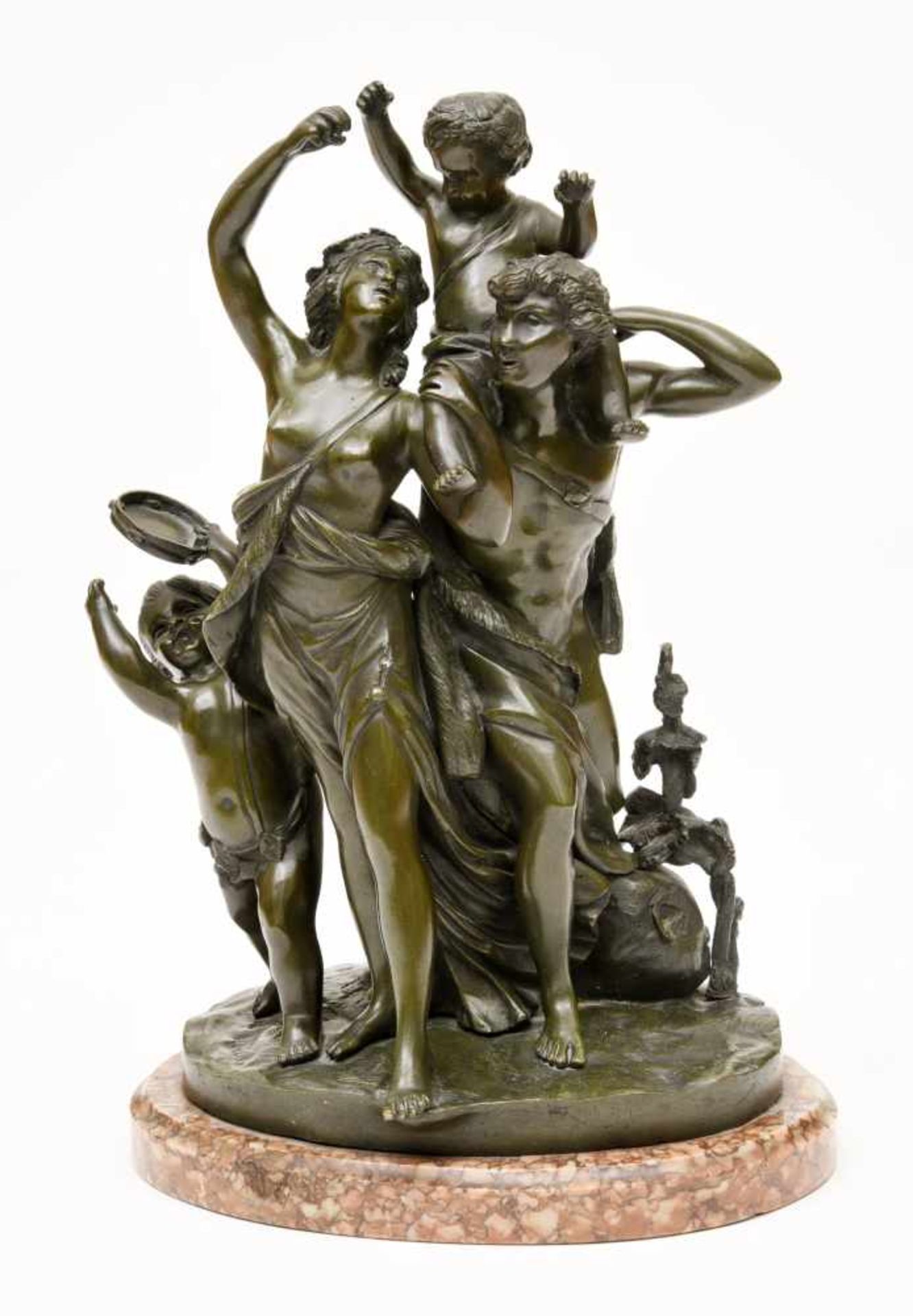 Clodion, Claude Michel (1738 Nancy - 1814 Paris)"Allegorie auf die Familie", Bronze, Marmorsockel,