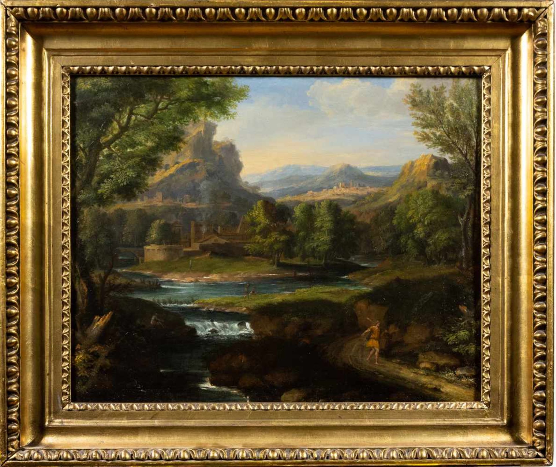 Romantiker, Deutschland um 1830,"Italienische Landschaft", Öl auf Lw., 42 x 52 cm, mitte unten - Bild 2 aus 3