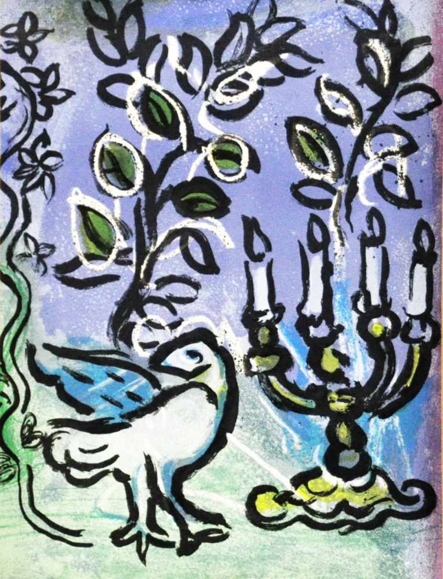 Chagall, Marc ( 1887 - 1985)"Der Kerzenleuchter"Lithografie, 32 x 24,5 cm1 von 5000 unsignierten