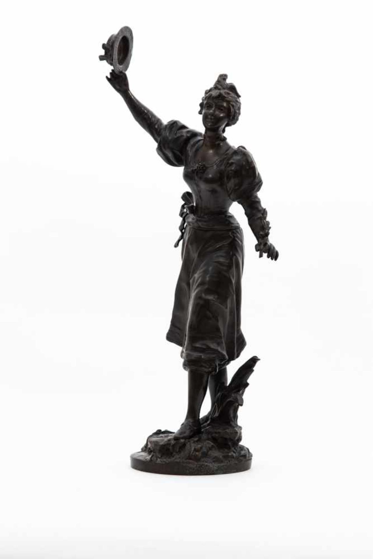 Anfrie, Charles (1833 - 1905)"Fröhliches Mädchen", Bronze, 45,5 cm, in der Plinthe signiert - Bild 2 aus 2