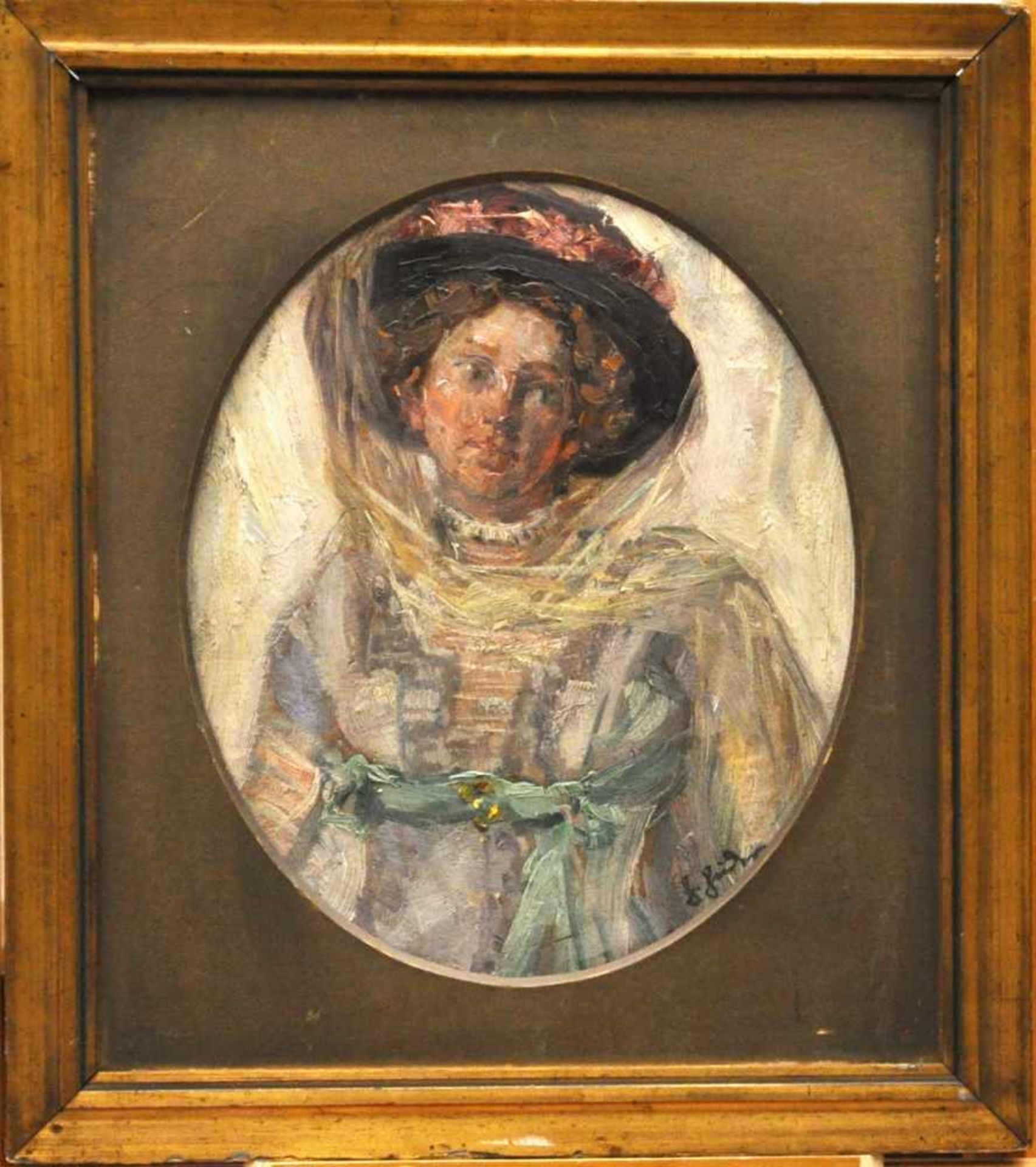 Heider, Hans (1861 - 1947)"Junge Frau mit Hut", Öl auf Malkarton, 43 x 40 cm, rechts unten signiert