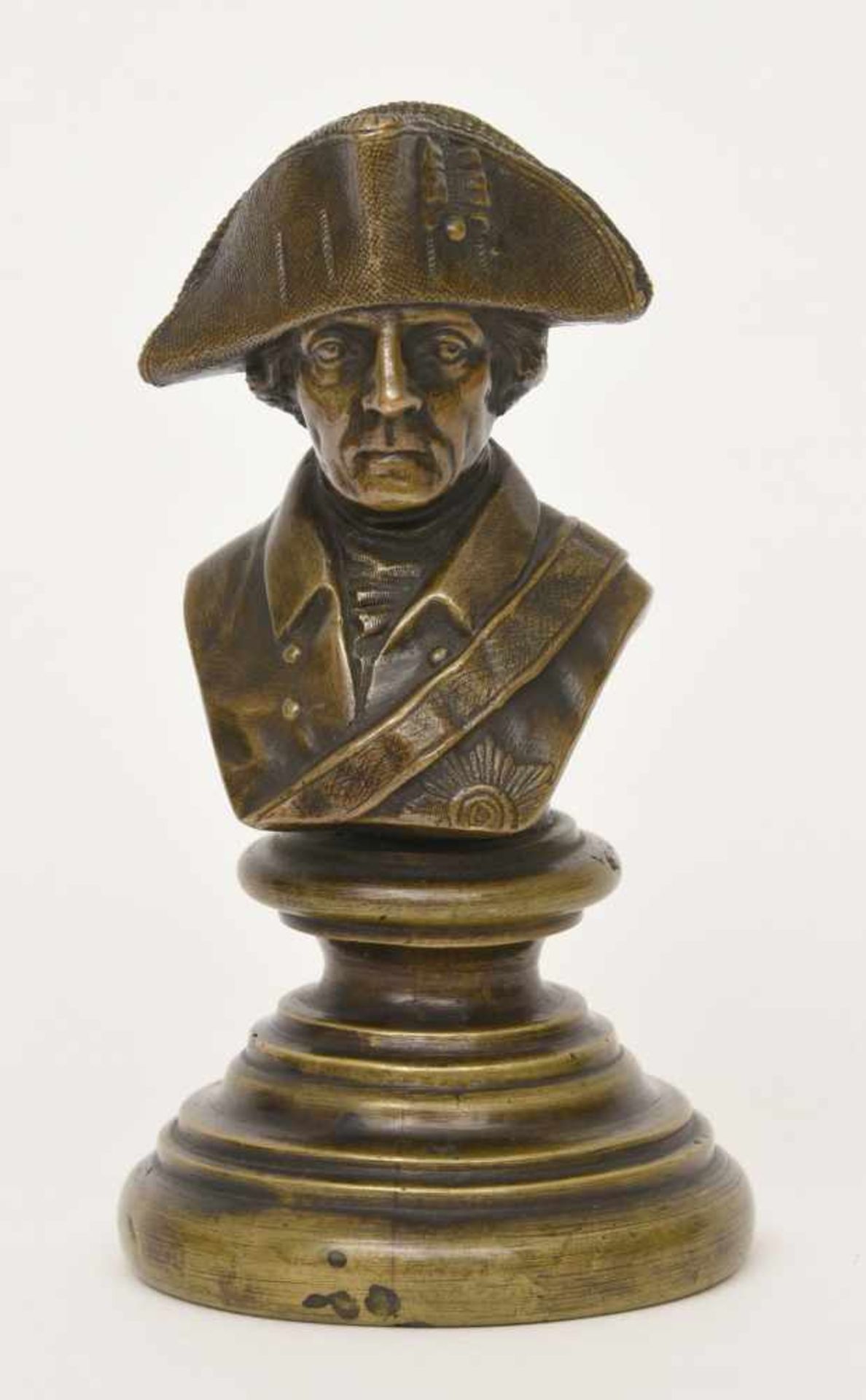 Bronzebüste"Der Alte Fritz", 2. Hälfte 19. Jh., Höhe 13,5 cm