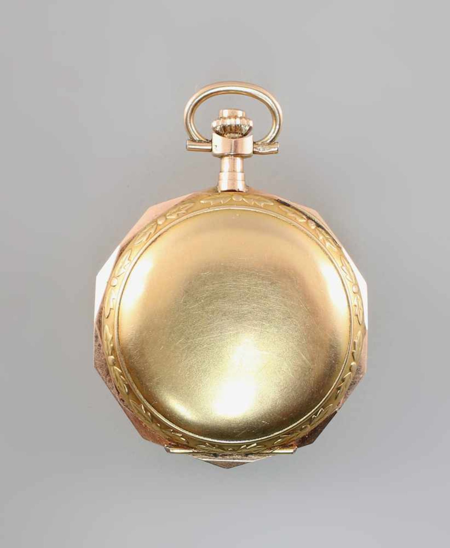 Goldene Savonette Damentaschenuhr Spätbiedermeierum 1880, 585er Gold, alle 3 Deckel gepunzt 14K - Bild 3 aus 5