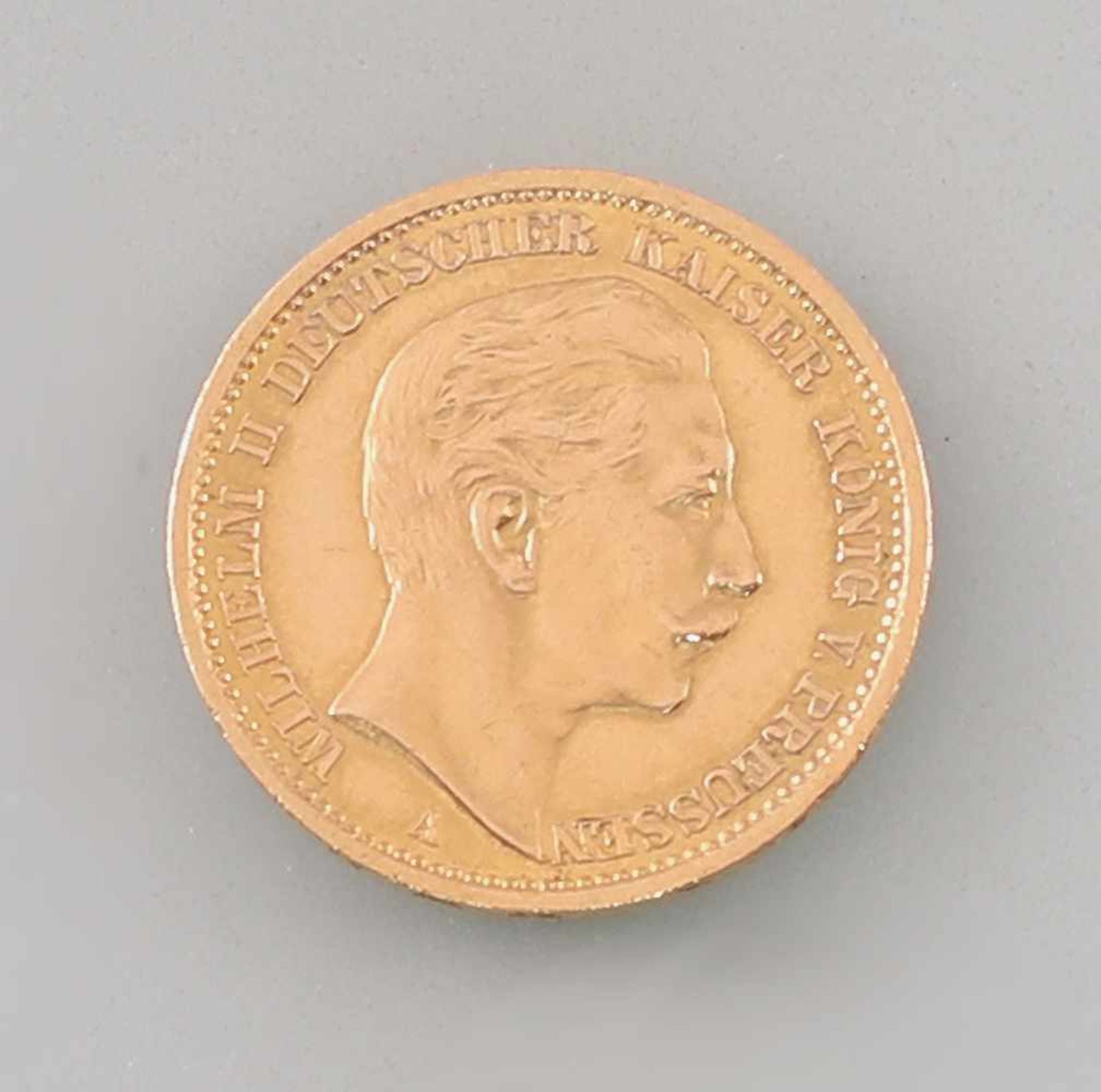 Goldmünze 20 Mark Deutsches Reich Preussen 1908900er Gold, 7,86 g, D 22,5 mm, 20 Mark Deutsches