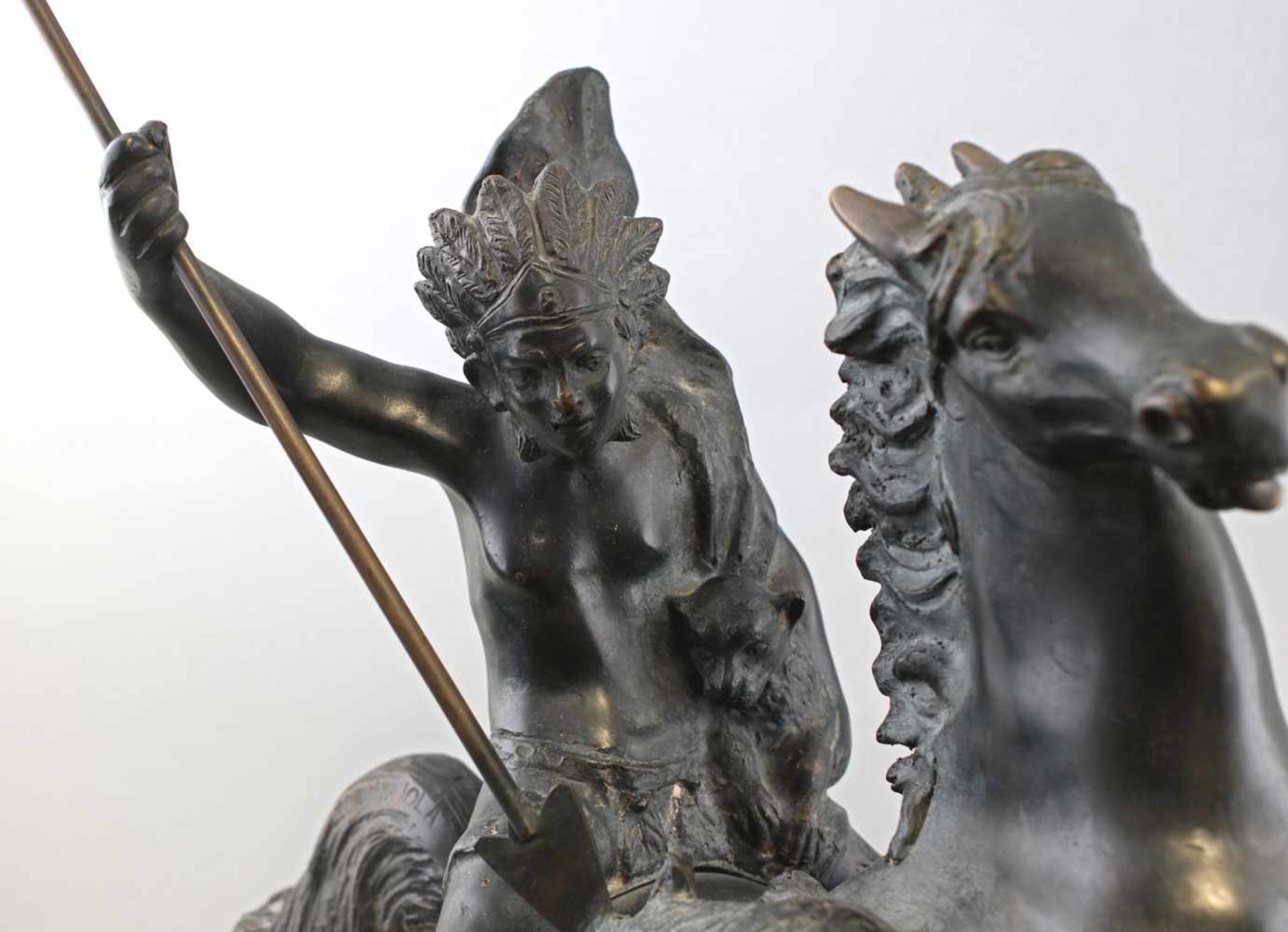 Campajola, Berittener Krieger mit Speer.keramischer Guss mit mehreren angesetzten Bronze- - Image 5 of 6