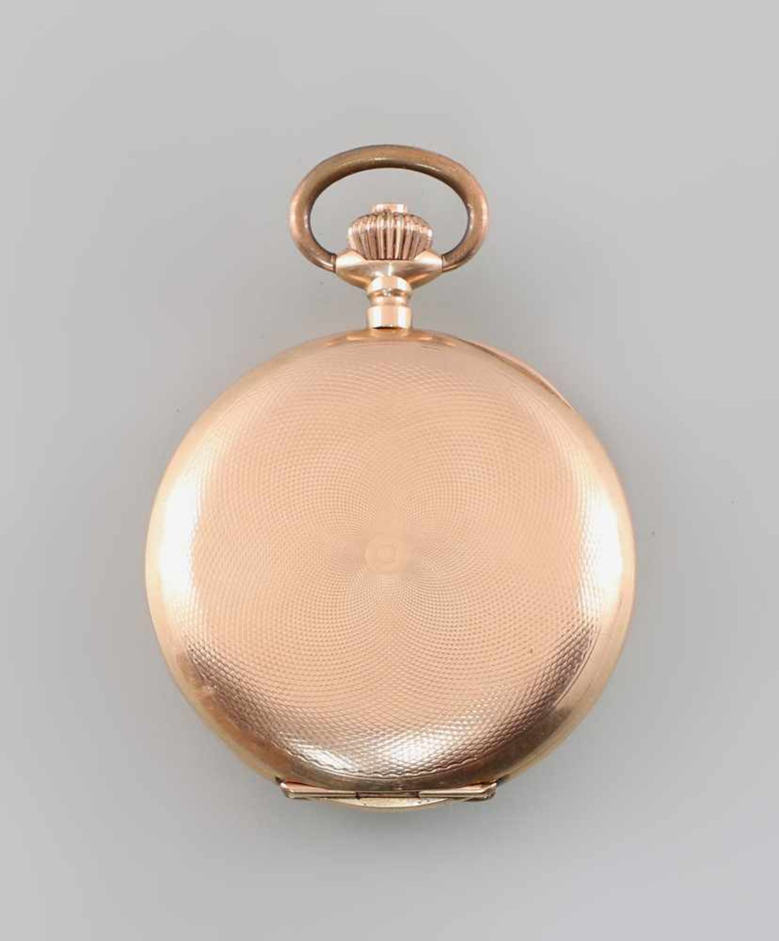 Goldene Savonette Sprungdeckel-Taschenuhr um 1900, 585er Gold, alle 3 Deckel gepunzt, Ankerwerk, - Bild 3 aus 4