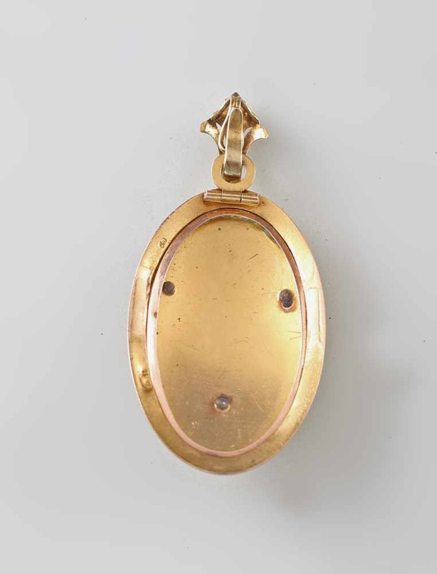 Medaillon-Anhänger Spätbiedermeiergeprüft 333er GG, 13,45g, Goldpunze Österreich, ca. um 1860/70, - Bild 2 aus 2