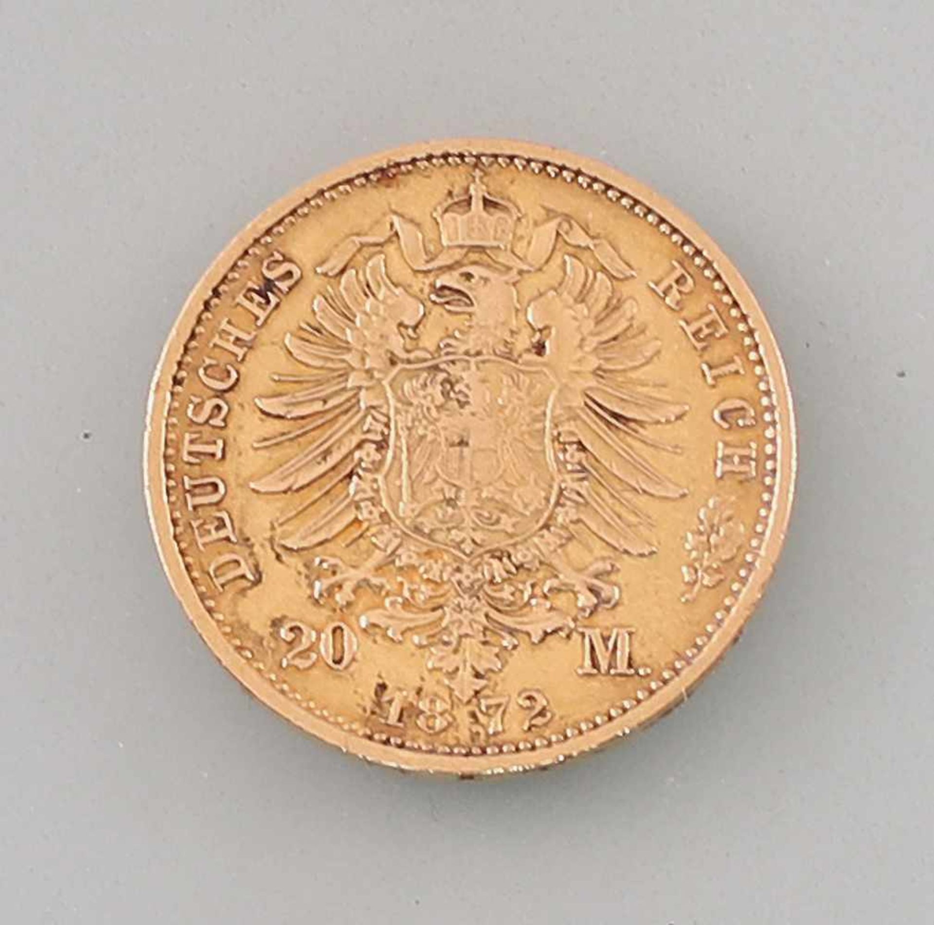 Goldmünze 20 Mark Deutsches Reich Preussen 1872900er Gold, 7,86 g, D 22,5 mm, 20 Mark Deutsches - Bild 2 aus 2