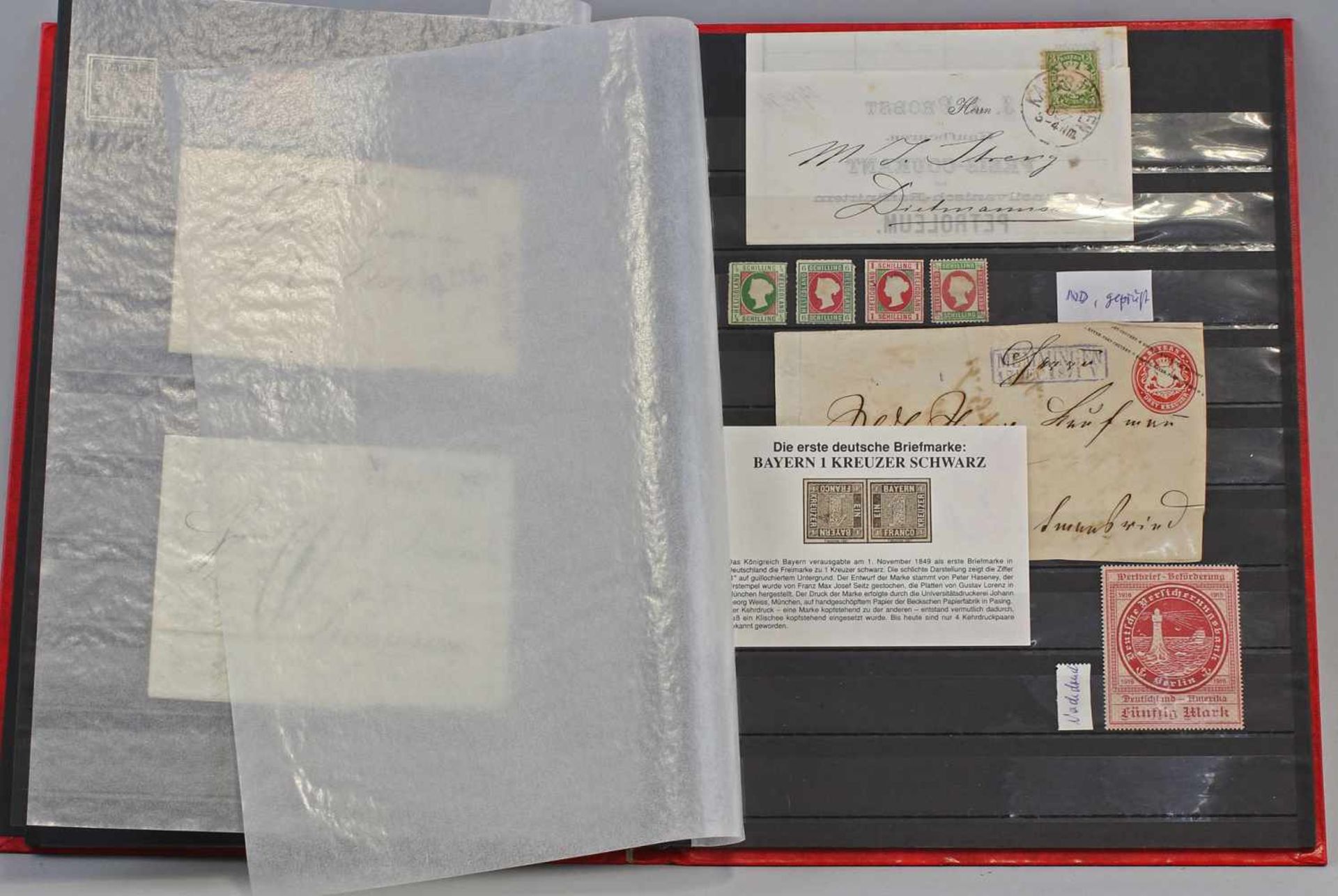Briefmarken-Album Altdeutschland11 Seiten, Briefmarken, Briefbelege 19. und Anfang 20. Jh., 31 x - Bild 3 aus 4