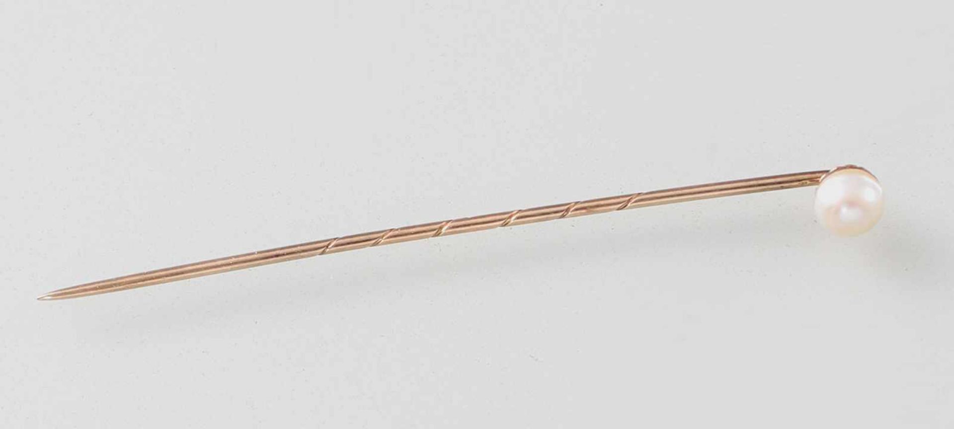 Perlen - Nadel585er RG (geprüft), 1,27g, zarte Anstecknadel mit ca. D 0,6 cm runder Zuchtperle, L