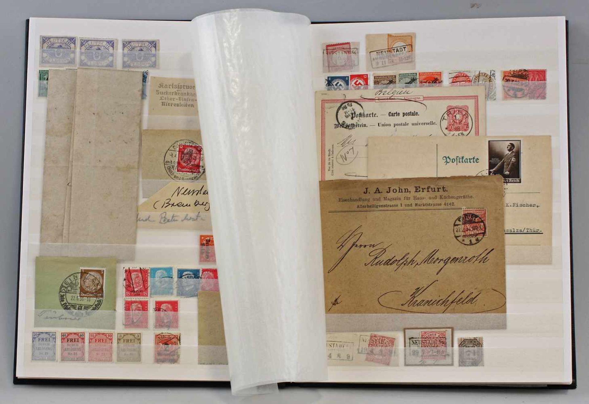 Briefmarken-Album Deutsches Reich vor 194514 Seiten, Briefmarken und Briefbelege, 31 x 22 cm - Bild 2 aus 4