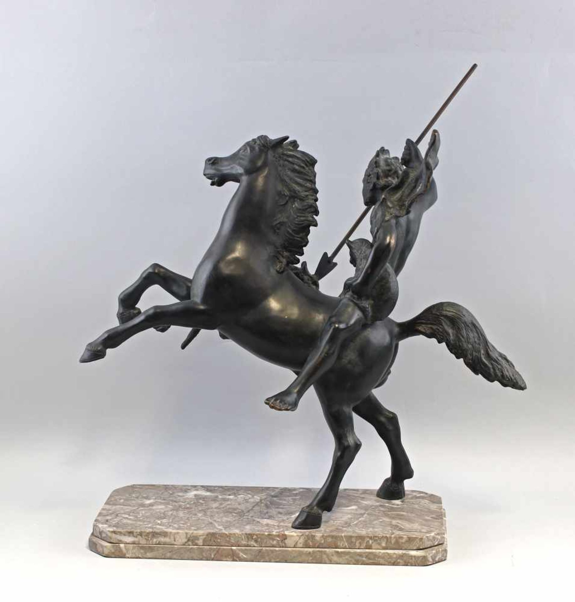 Campajola, Berittener Krieger mit Speer.keramischer Guss mit mehreren angesetzten Bronze- - Image 3 of 6