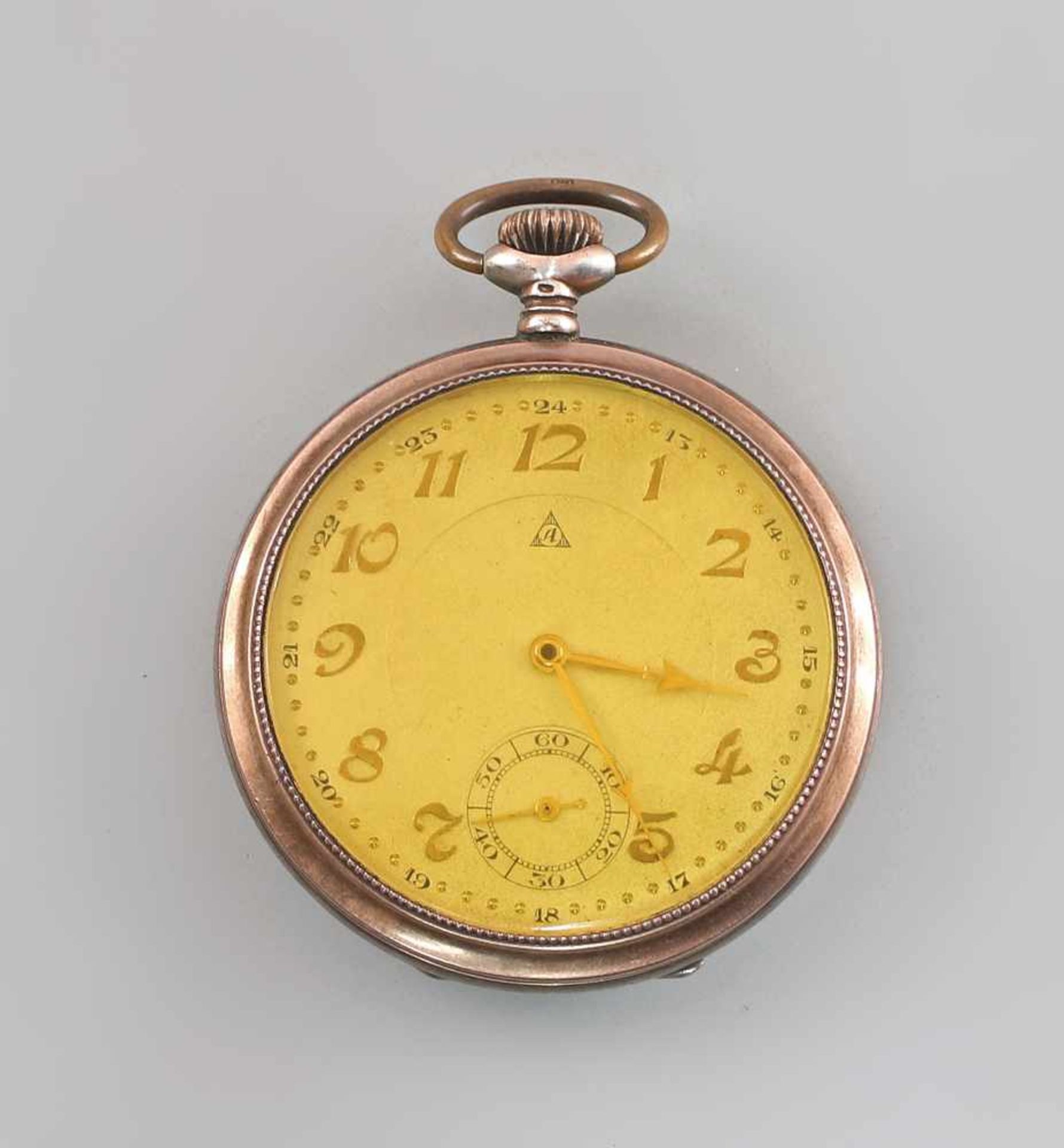 Silberne Taschenuhr Alpinaum 1925, 800er Silber, gepunzt, partiell vergoldet, Ankerwerk, Werk und
