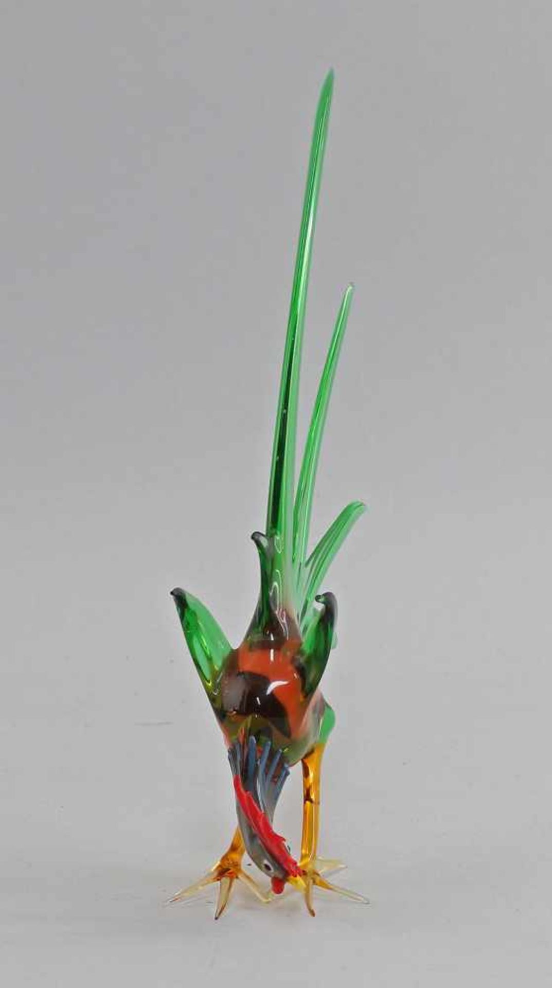 Glasfigur Streit-Hahn Lauschavor der lampe mundgeblasen, aus verschieden farbigem Glas - Bild 2 aus 3