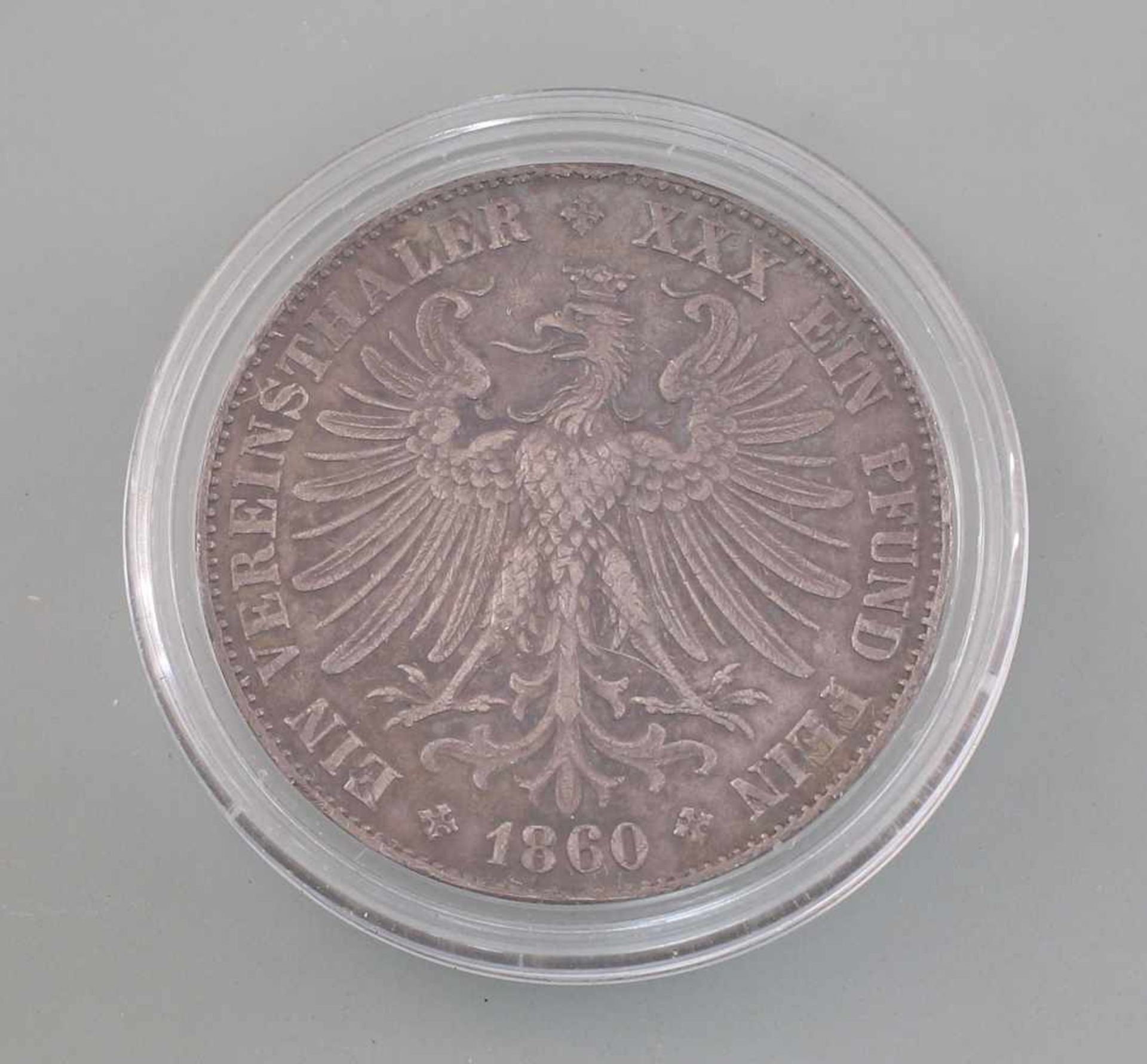Silber-Münze Vereinsthaler Freie Stadt Frankfurt 1860900er Silber, 18,42 g, D 33 mm, Ein - Bild 2 aus 2