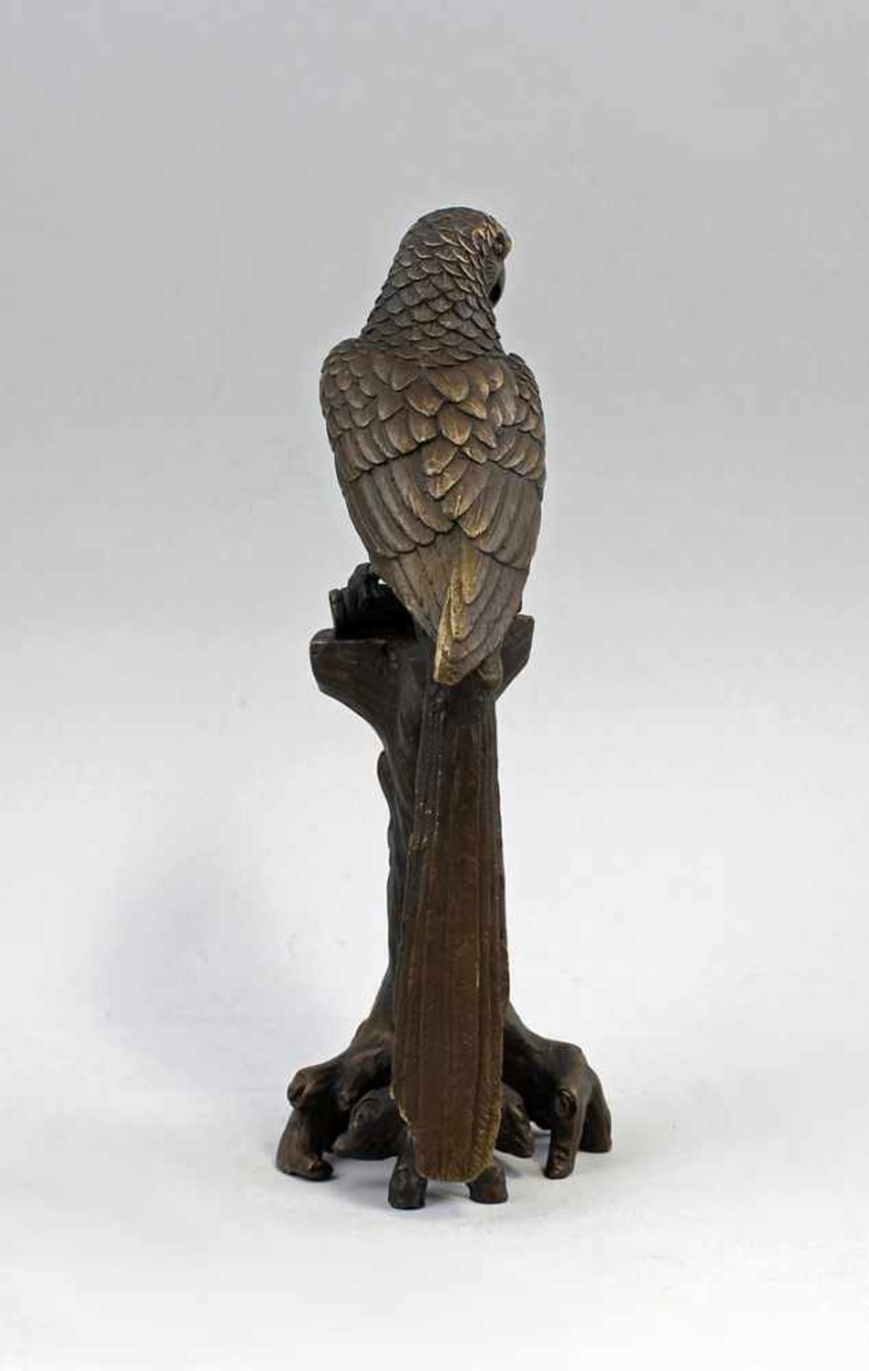 kleine Bronze Papageisigniert Nick, Herstellerplakette, natur- und detailgetreue Ausformung, auf - Bild 4 aus 5