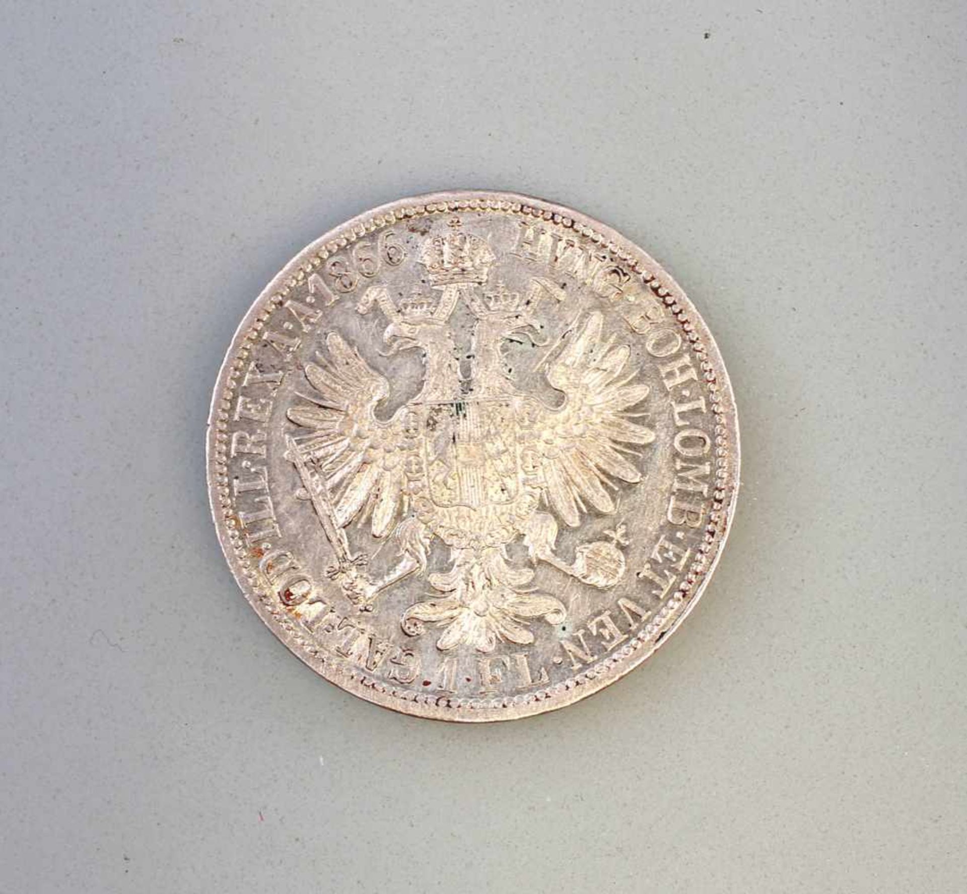 1 Florin 1866 Silber-Münze Franz Joseph I Österreich900er Silber, ca. 12 g, Zustand vz - Bild 2 aus 2