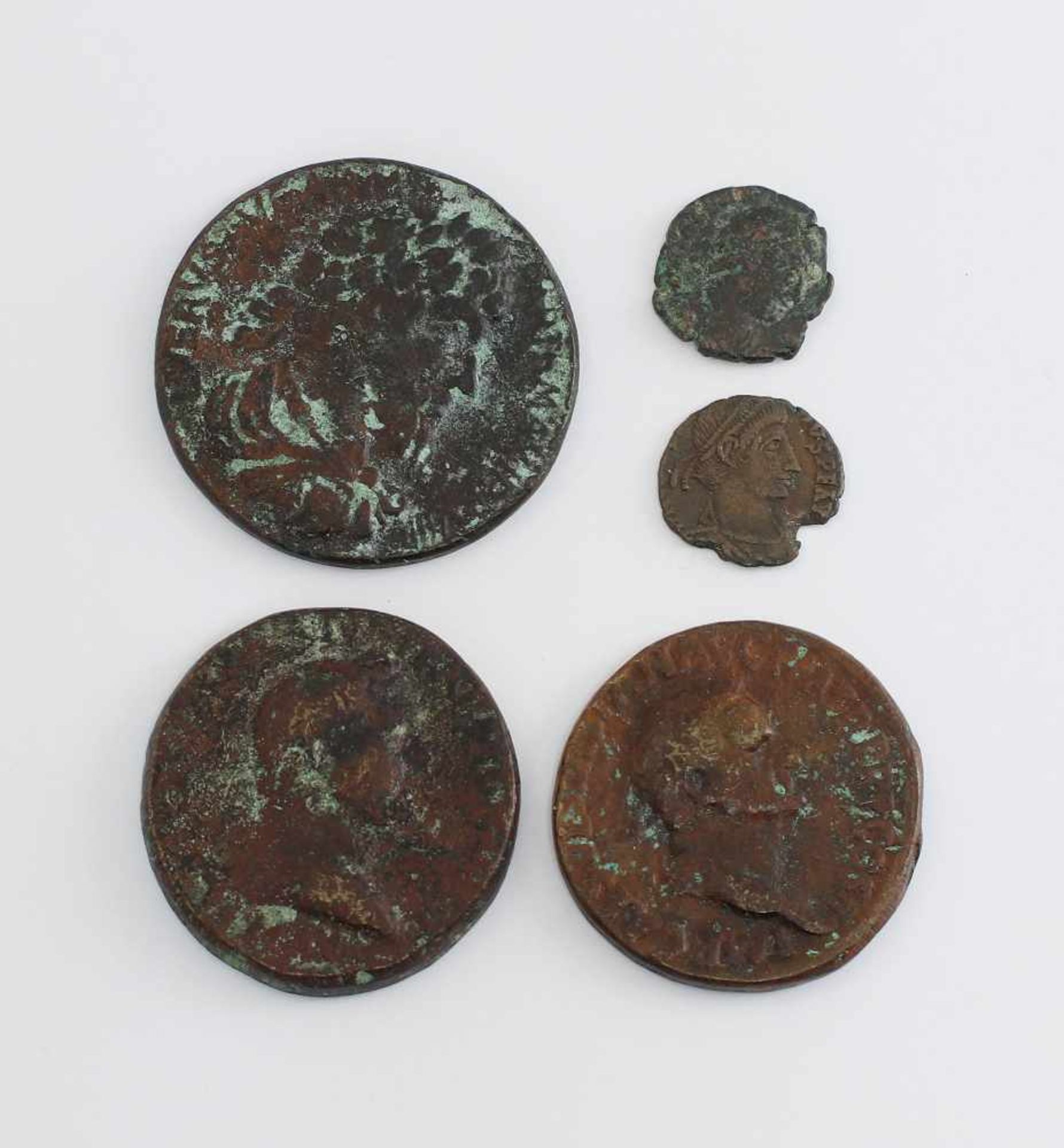 Posten Antike Münzen5 Stück, wohl Rom, Originalität nicht geprüft