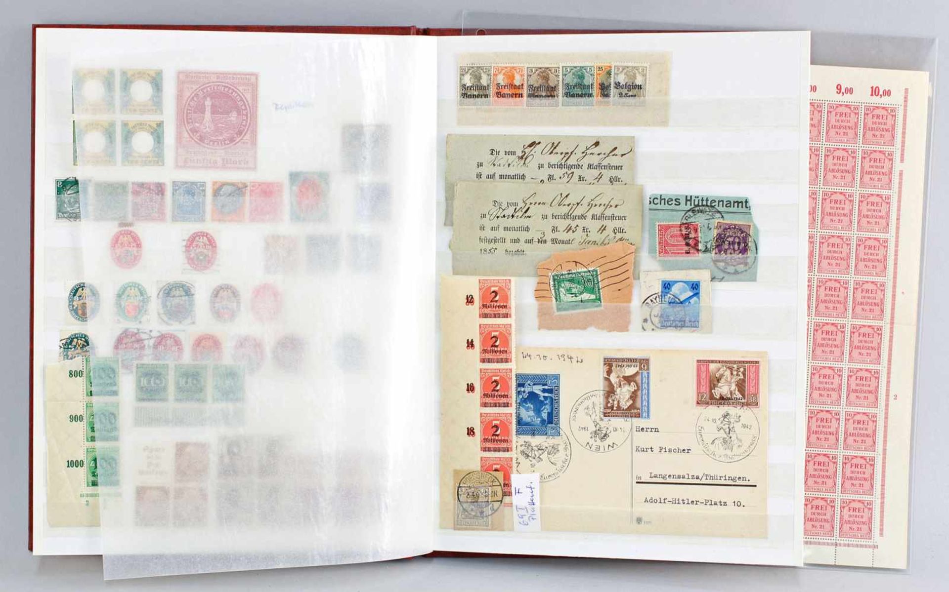 Briefmarken-Album Deutsches Reichdabei Nachrichtenkarten, Dienstmarken, 3. Reich, Postbelege,