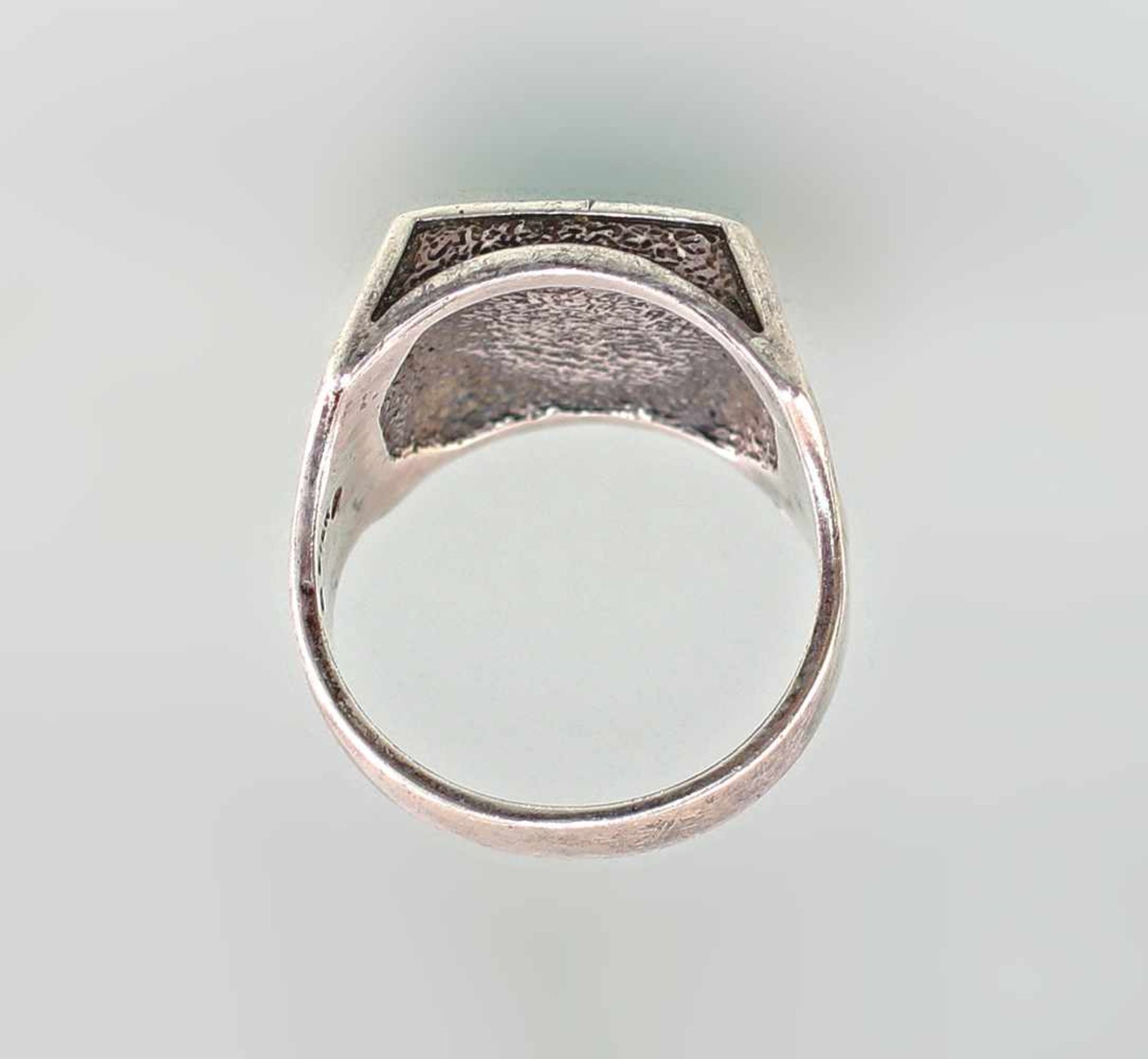 Herren-Ring mit Adler925er Silber, quadratischer, leicht abgerundeter Ringkopf mit Türkis-Mosaik, - Bild 4 aus 5