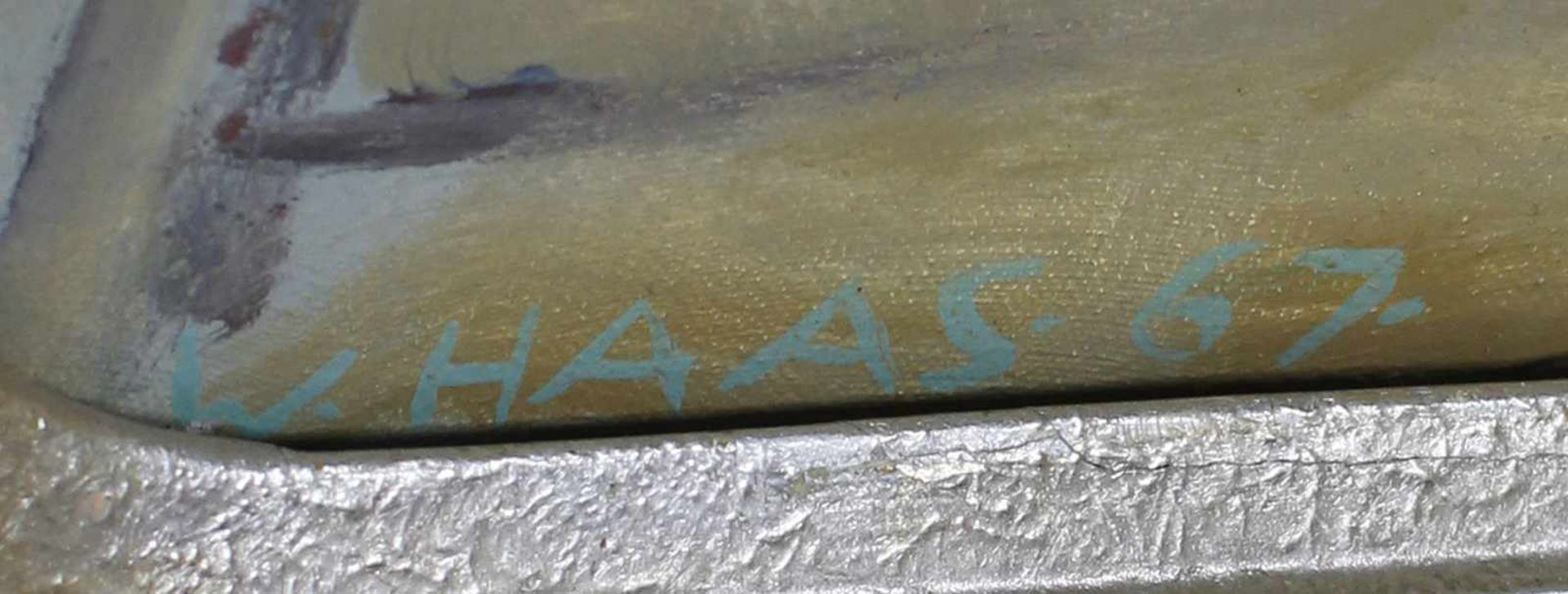 Haas, Korsische Impression li. u. sign. "W. Haas" und dat. (19)67, Öl/Lwd., Ansicht der Hafenstadt - Bild 2 aus 2