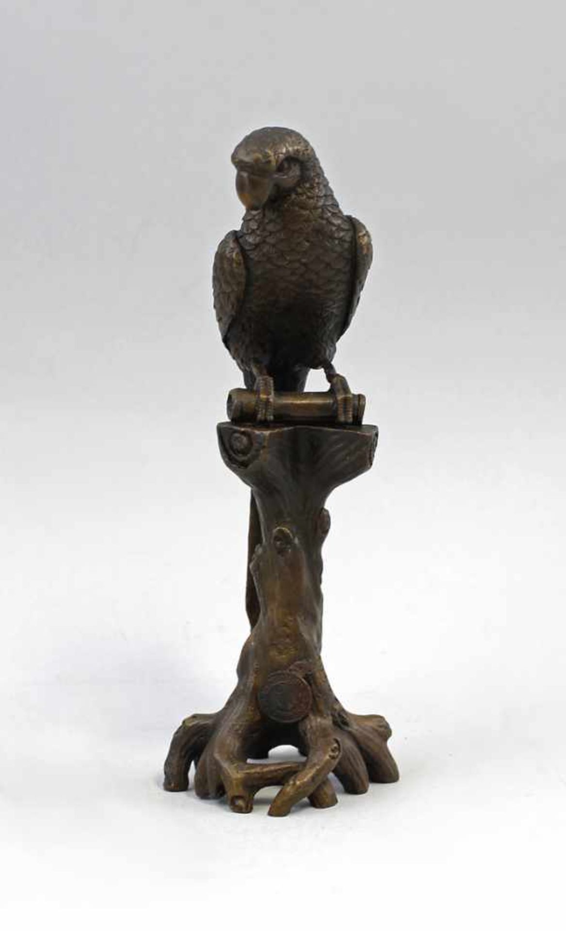 kleine Bronze Papageisigniert Nick, Herstellerplakette, natur- und detailgetreue Ausformung, auf - Bild 2 aus 5