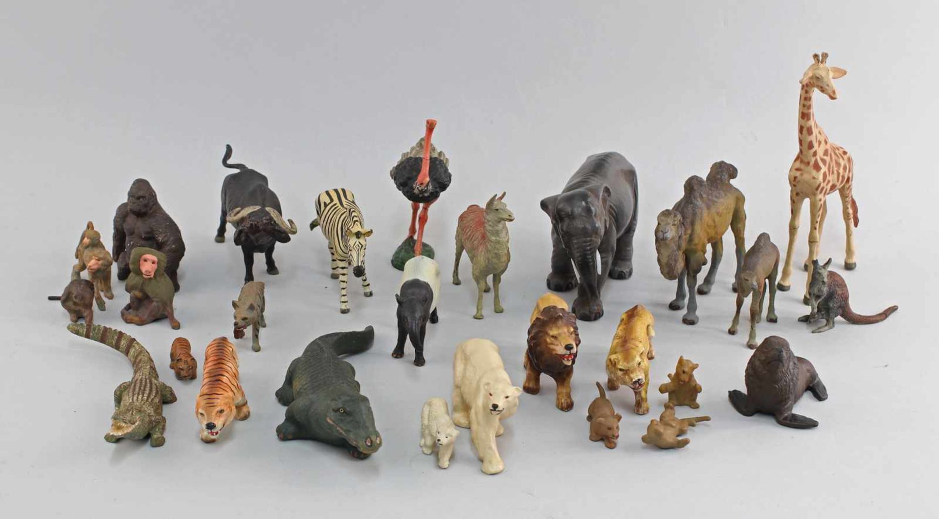 Konvolut Massefiguren europäische Tiere LineolMitte 20. Jh., 18 Stück, dabei Wisent, Braunbär mit - Bild 2 aus 2