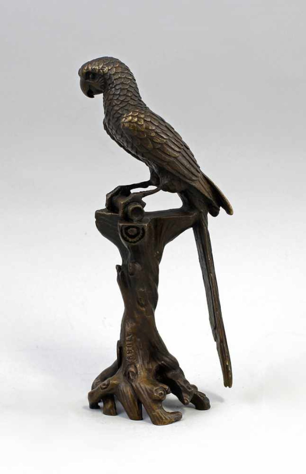 kleine Bronze Papageisigniert Nick, Herstellerplakette, natur- und detailgetreue Ausformung, auf - Bild 3 aus 5